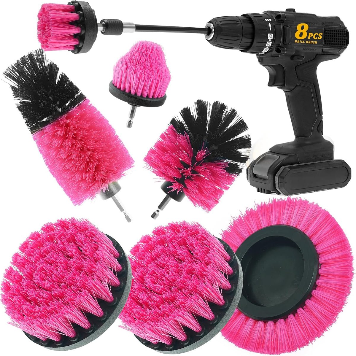 8 Pcs Drill Brush Attachment Set, Power Scrub Brush Kit