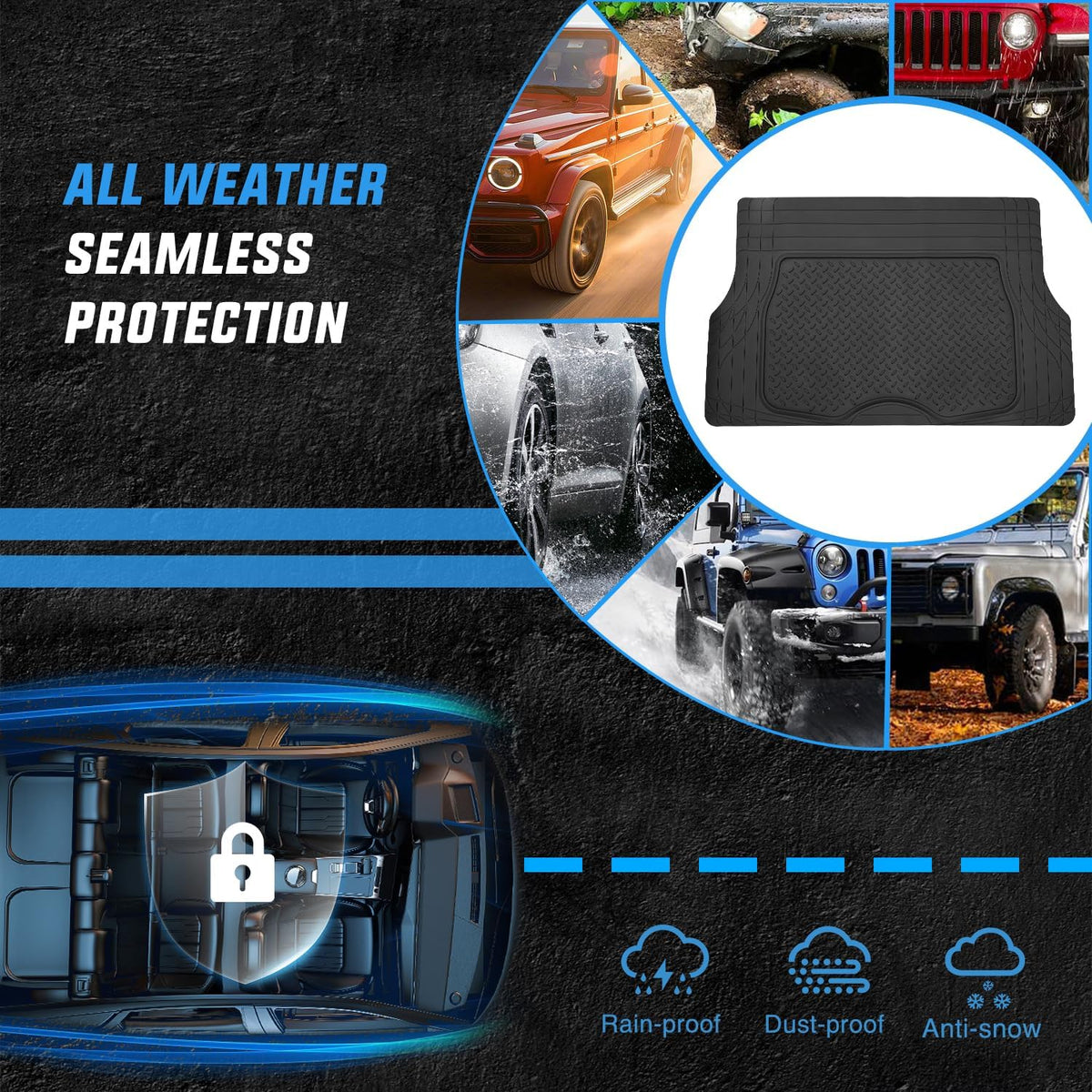 Nilight Rubber Cargo Mats for Cars Trucks SUVs