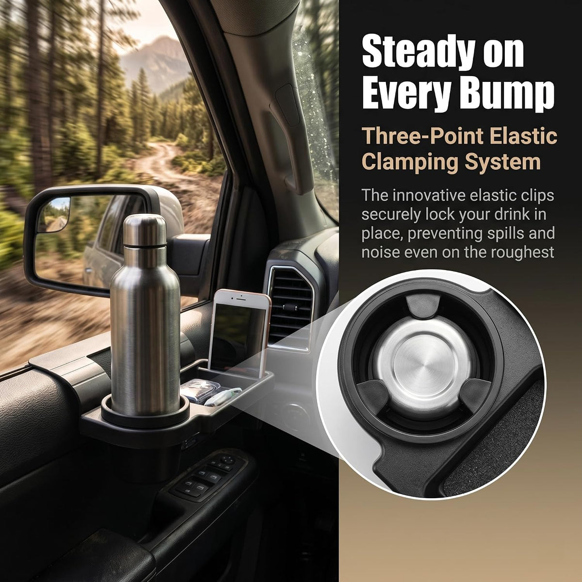 Car Window Storage Organizer, Door Side Hanging Box with Cup Holder & Phone Holder, Large Capacity Side Door Storage Tray for Earphones Keys, Universal Interior Organizer for Cars (Black #A)