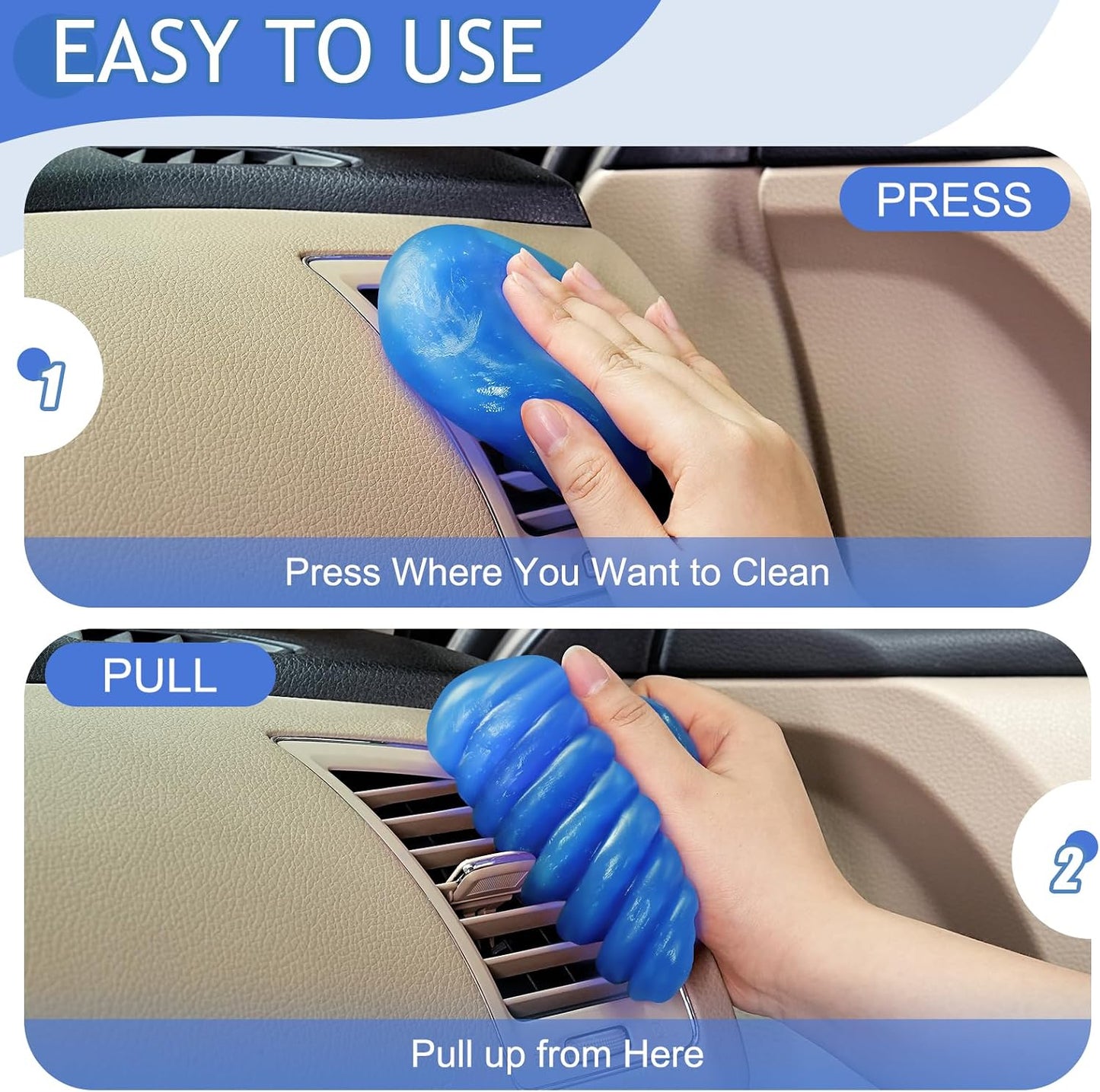 TeSabMi Car Cleaning Gel Cleaning Putty Car Putty Car Interior Cleaner Auto Detail Tools Car Cleaning Slime Car Accessories White Elephant Gifts for Men Women Adults Stocking Stuffers 2 Pack