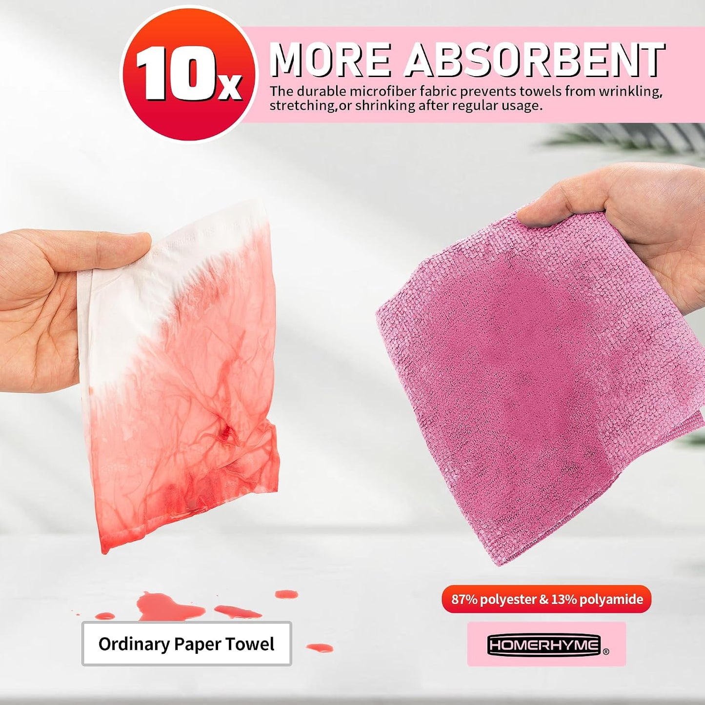 Microfiber Cleaning Cloth Roll, 75 Pack Tear Away Microfiber Towel, Reusable Washable Shop Towels, Lint Free Cleaning Rags for Car Home Kitchen Garage & Automotive 11.5"x11.5" Pink