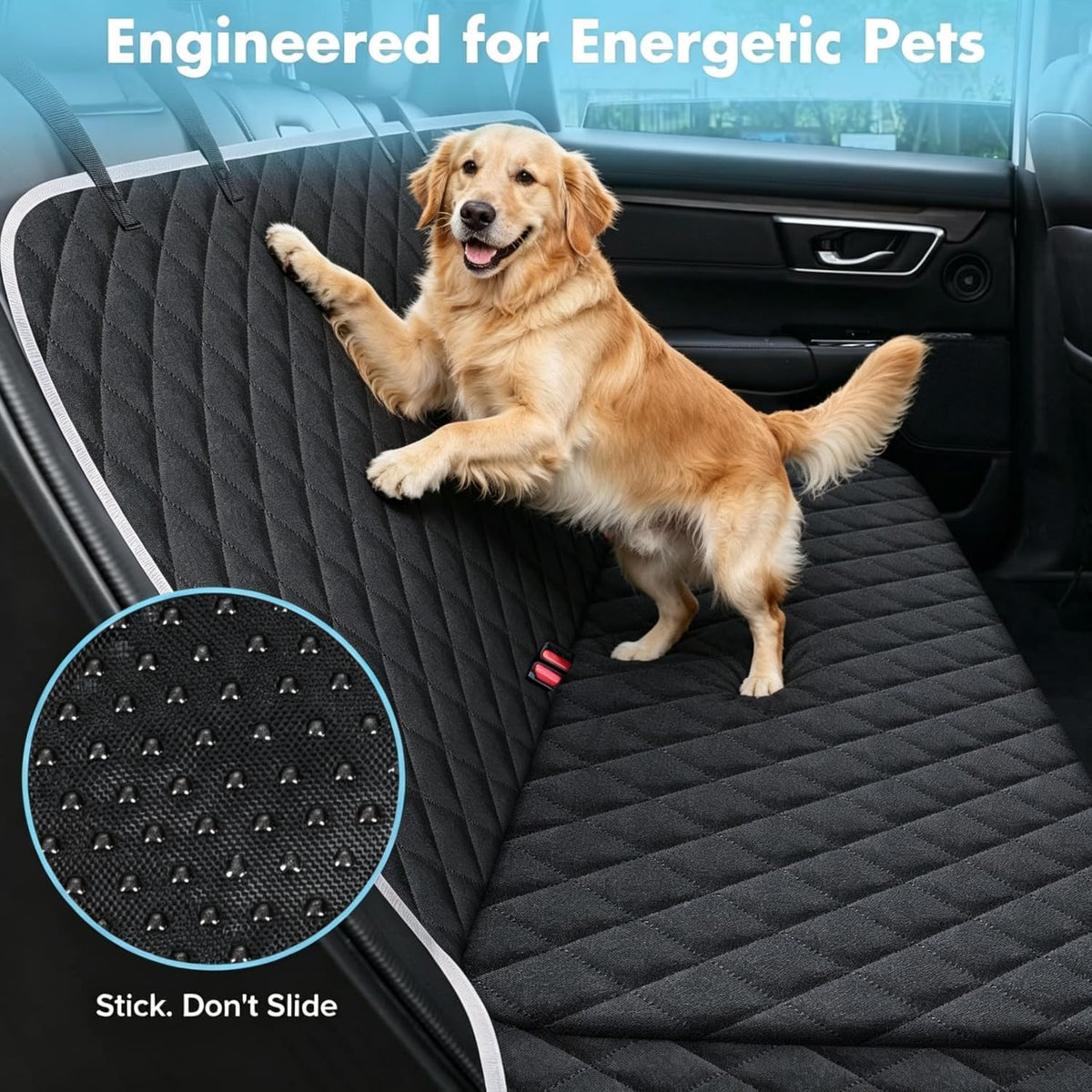 Meolsaek Dog Car Seat Cover, Mesh Window Hammock Back Seat Cover for Dogs