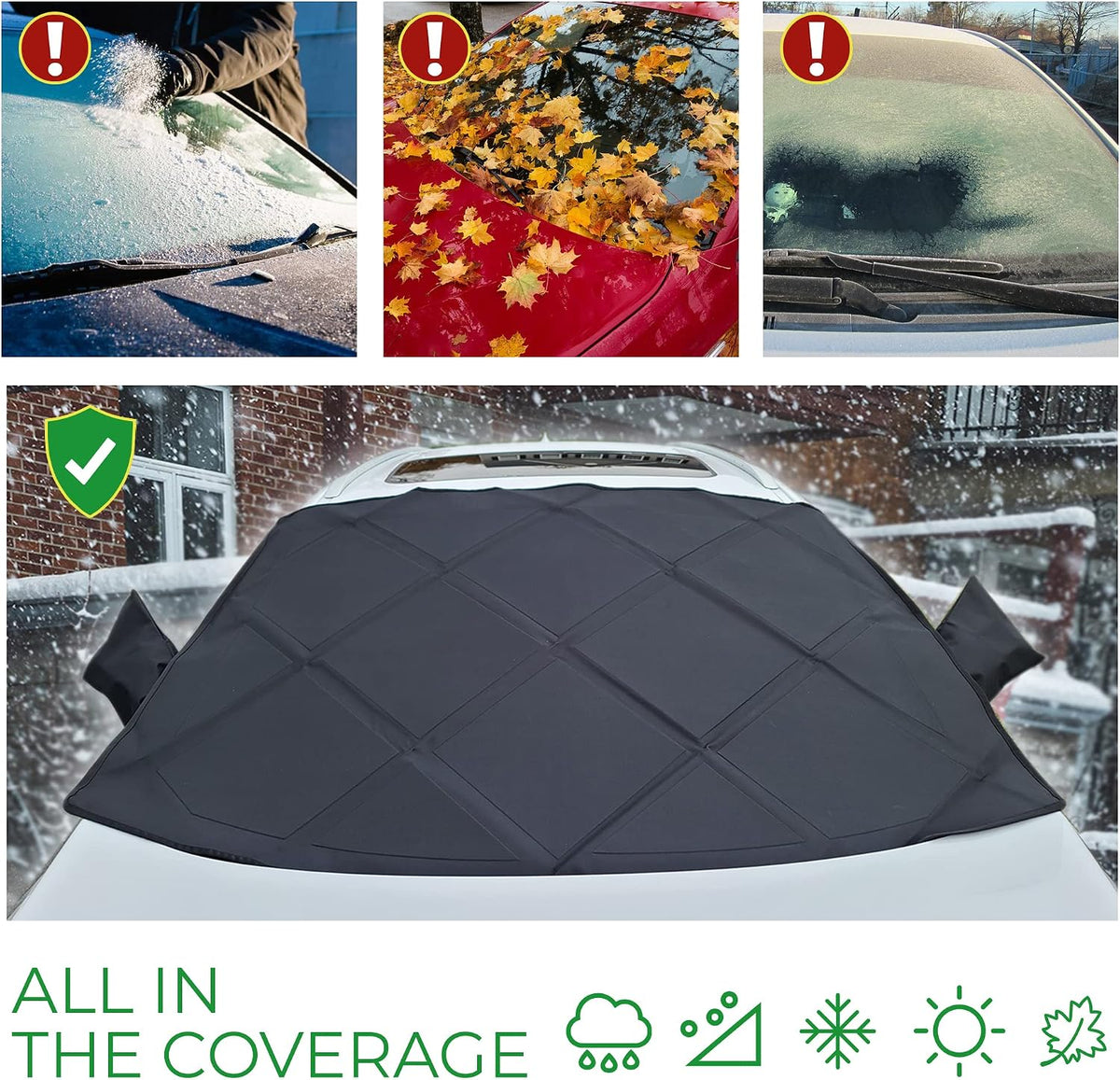 Autotech Park Snow Windshield Cover Compatible with 2011-2019 Ford Explorer, Custom-fit Windshield Cover for Snow, Ice and Frost, Comes with Rear Mirror Cover