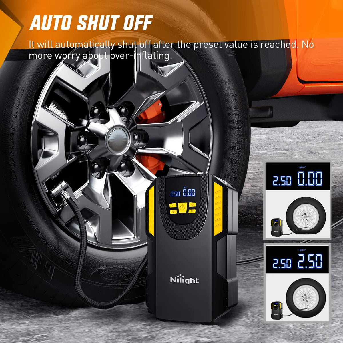 Nilight Digital Tire Inflator Portable Air Compressor w/Pressure Gauge