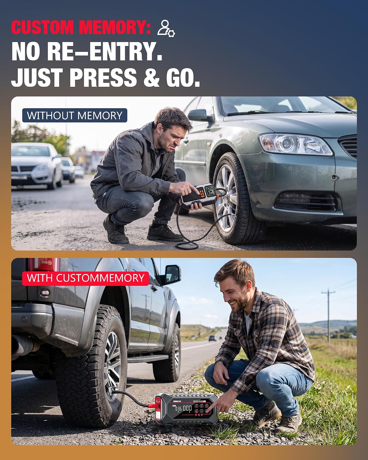 GOOLOO A7 Jump Starter with Air Compressor - 6000A & 160PSI Jump Box