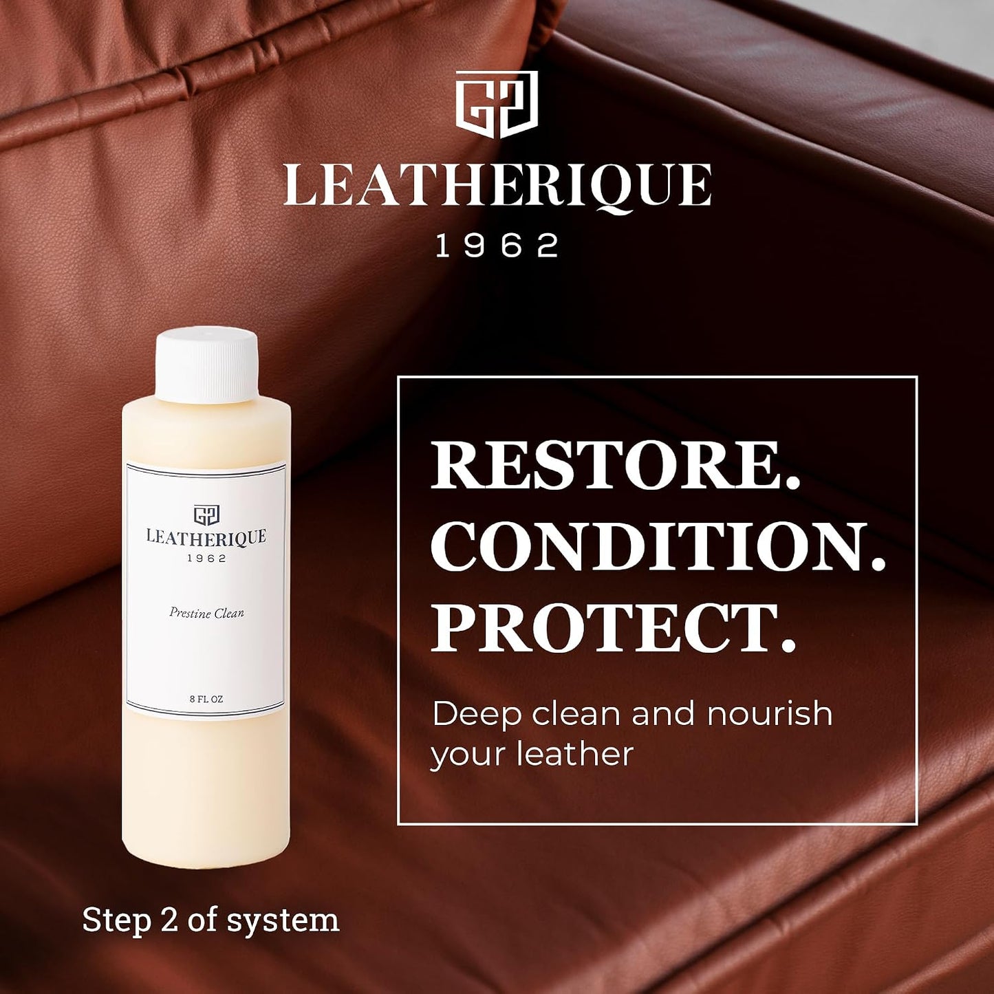 Leatherique Prestine Clean 16 oz | Leather Cleaner &amp; Conditioner for Cars, Furniture, Saddles &amp; More | Gently Removes Dirt, Oils &amp; Impurities | Works Alone or with Leatherique Rejuvenator Oil
