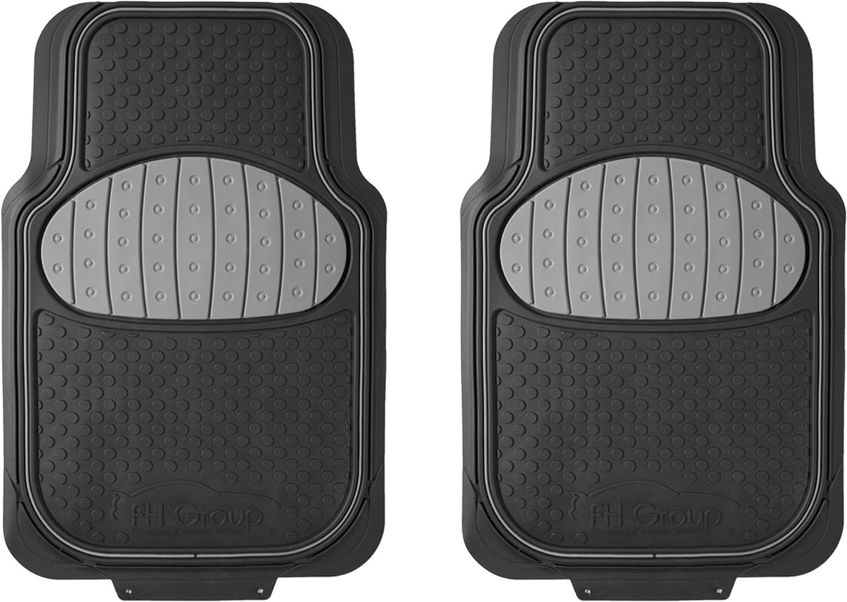 FH Group Car Floor Mats - Heavy-Duty Rubber Floor Mats for Cars, Universal Fit Full Set, Trimmable Automotive Floor Mats, ClimaProof Floor Mats For Most Sedan, SUV, Truck Floor Mats Gray