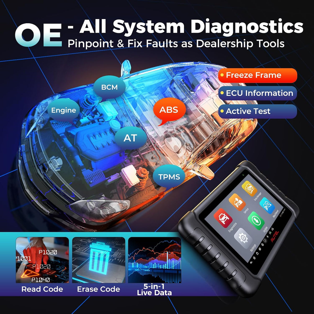 Autel Scanner MaxiCheck MX808S: All System Bidirectional OBD2 Scan Tool