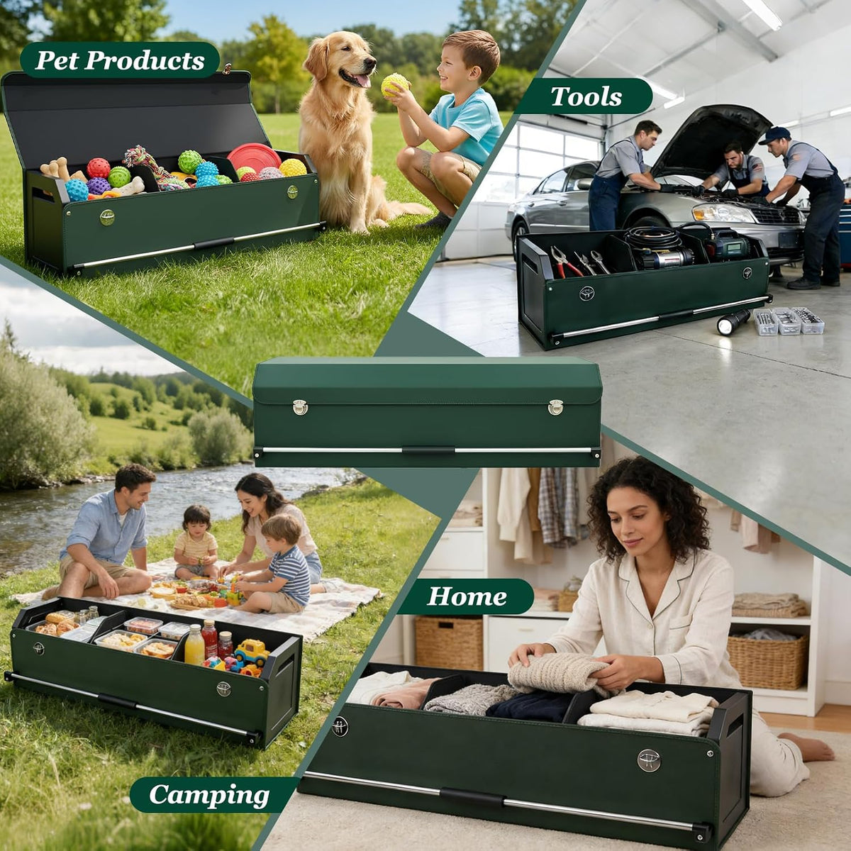 Car Trunk Organizer Leather Car Trunk Storage Organizer with Lid