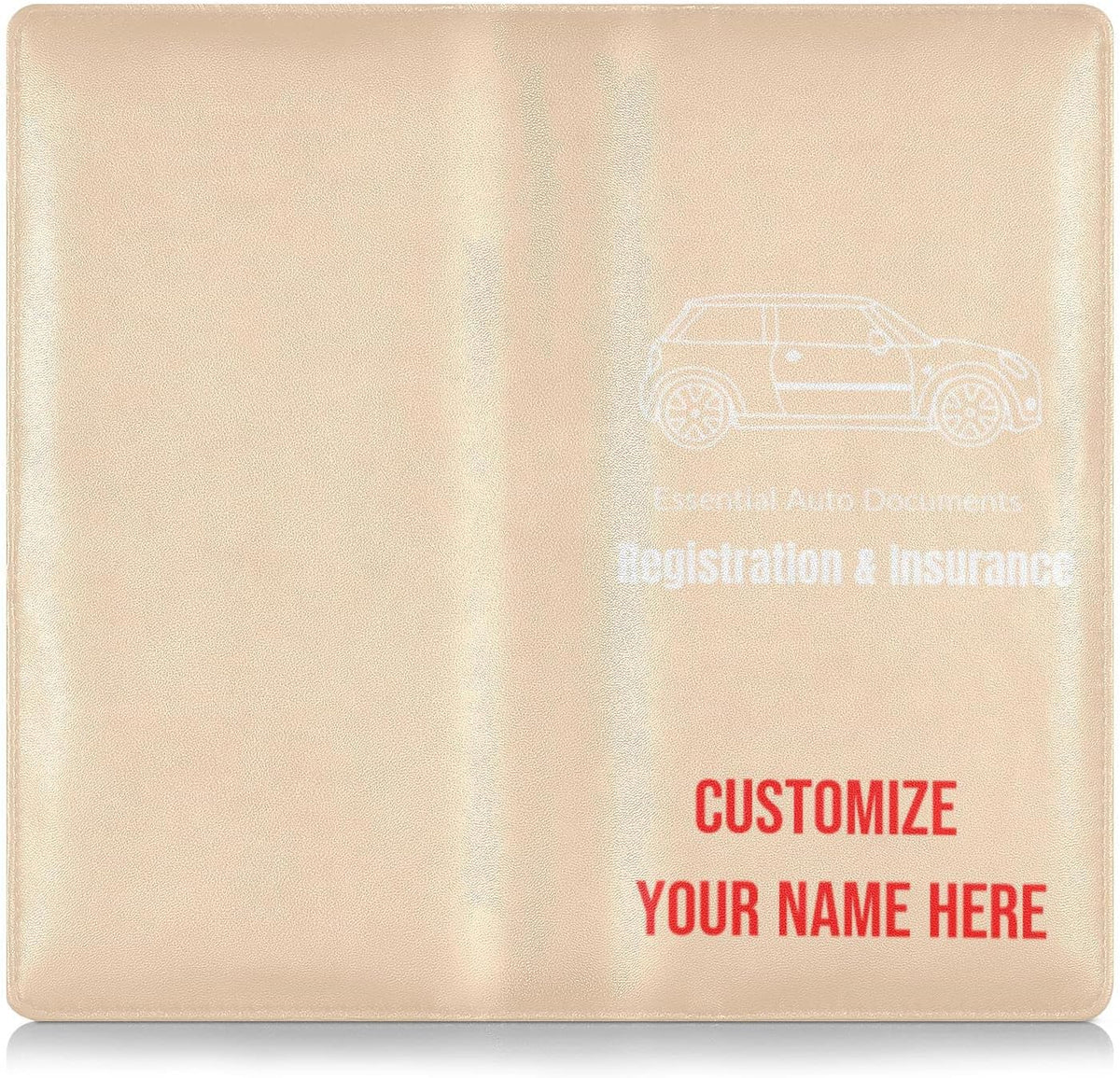Custom Car Registration and Insurance Card Holder Personalized Leather Glove Box Organize Men Women Wallet Accessories Case for Cards, Essential Document Driver License Peach