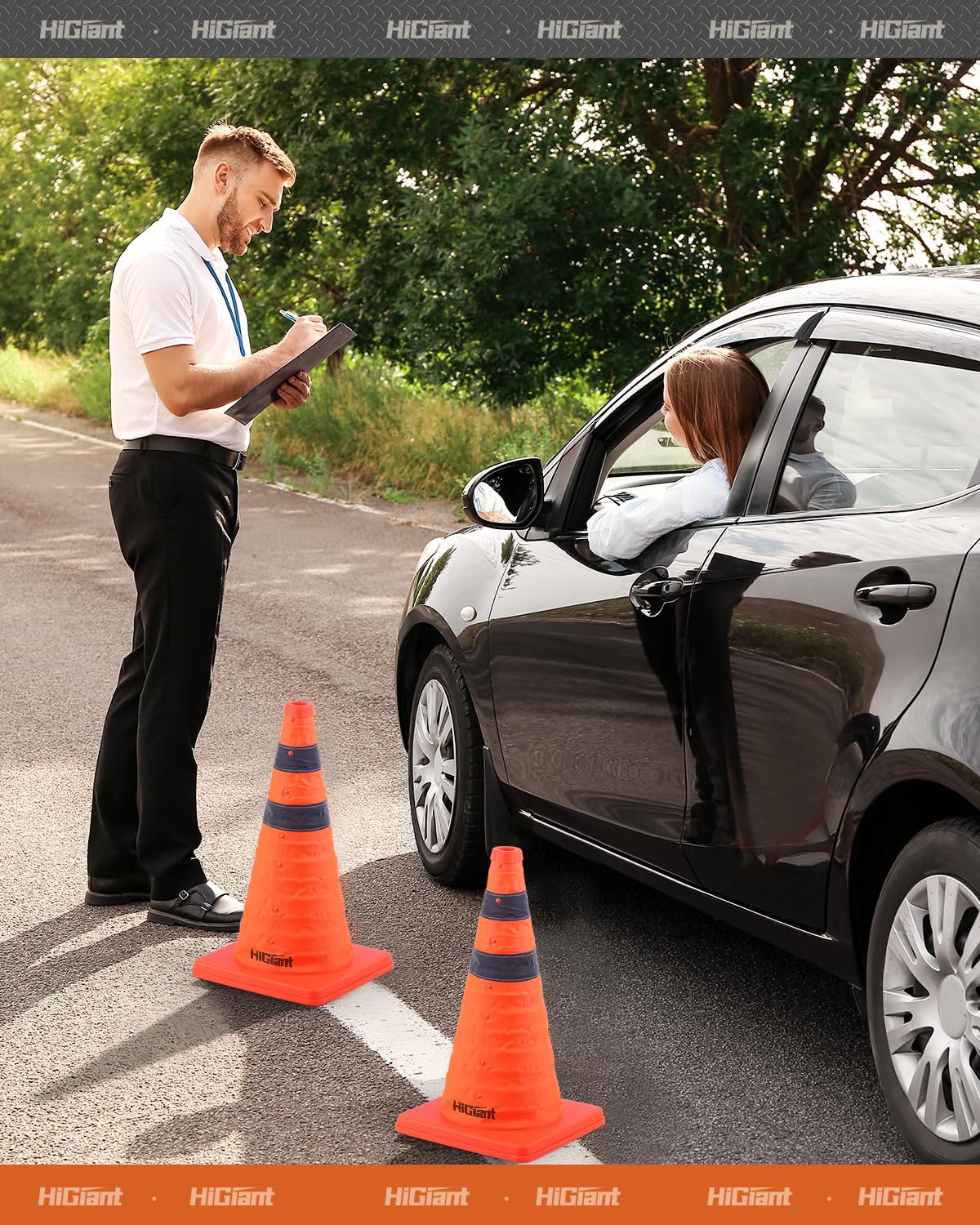 HiGiant 4 Pack 18" Collapsible Traffic Safety Cones, Orange Cones