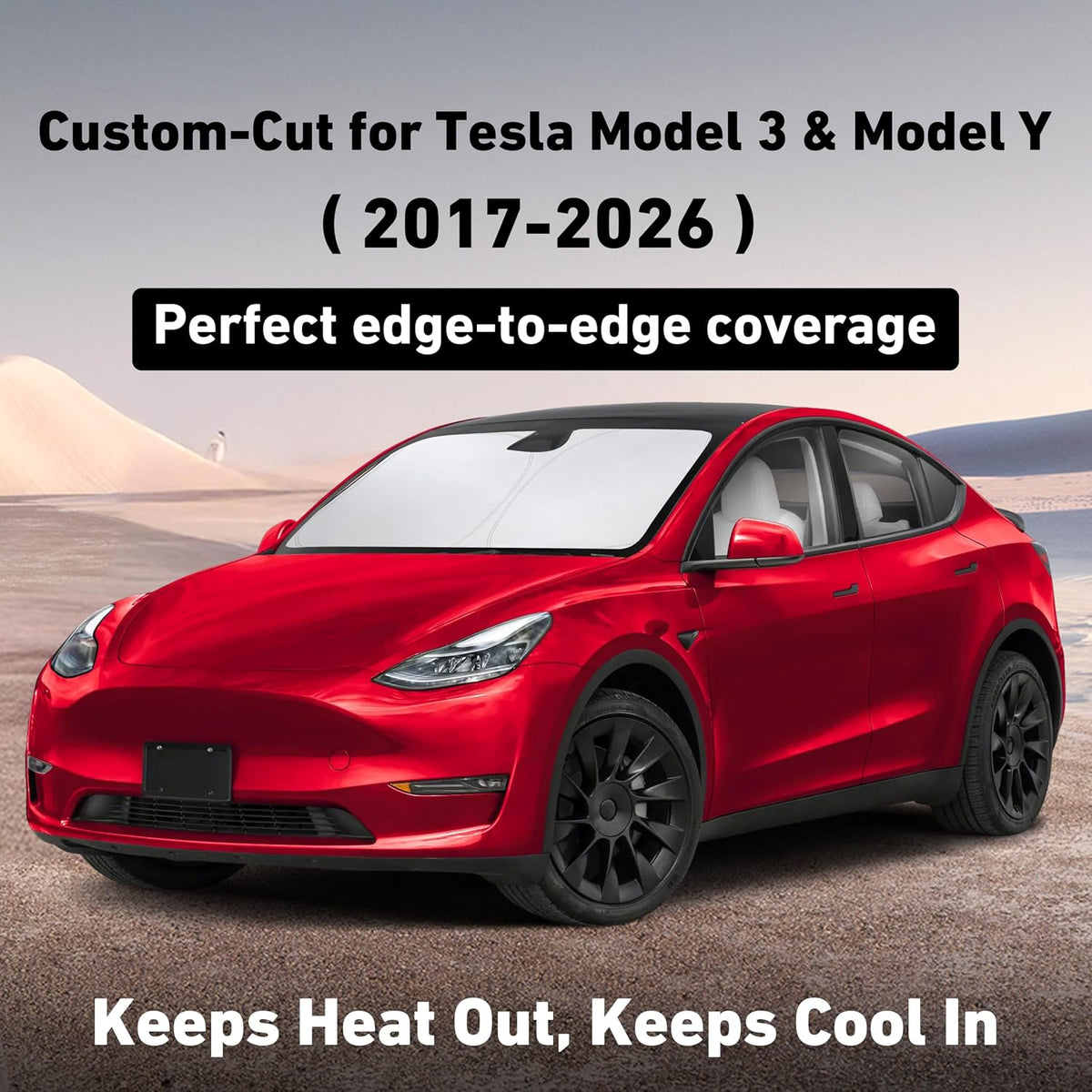 EcoNour Windshield Sun Shade Compatible with Tesla Model 3 & Model Y