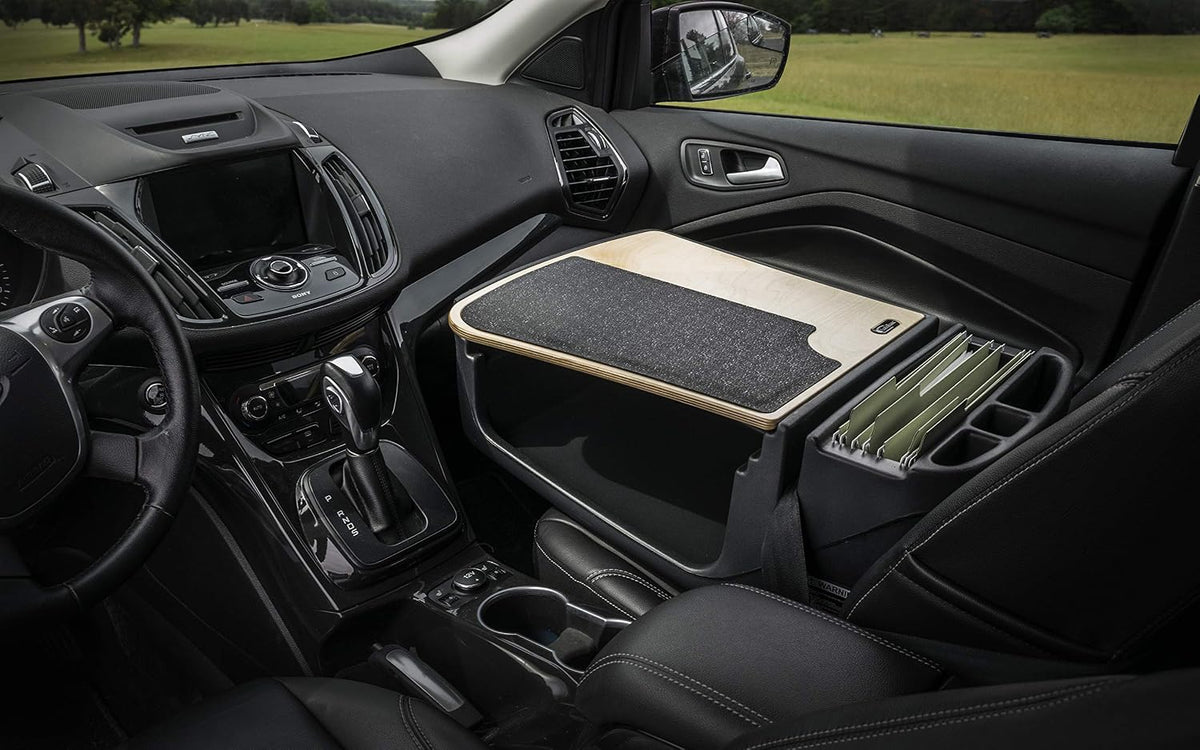 AutoExec AE-GMEF-PI-11M Efficiency GripMaster Car Desk for Your Vehicle Workstation and Mobile Office, Natural with 400 watt Power Inverter