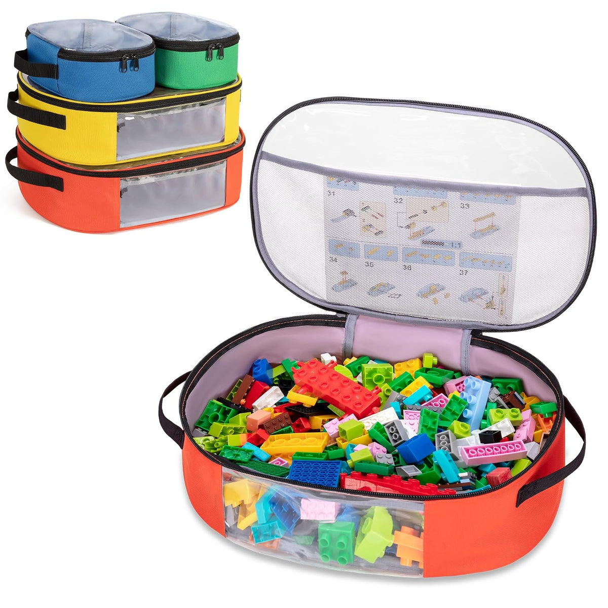 Rexmica 4 pcs Toy Storage Organizer Travel Bag for Building Bricks