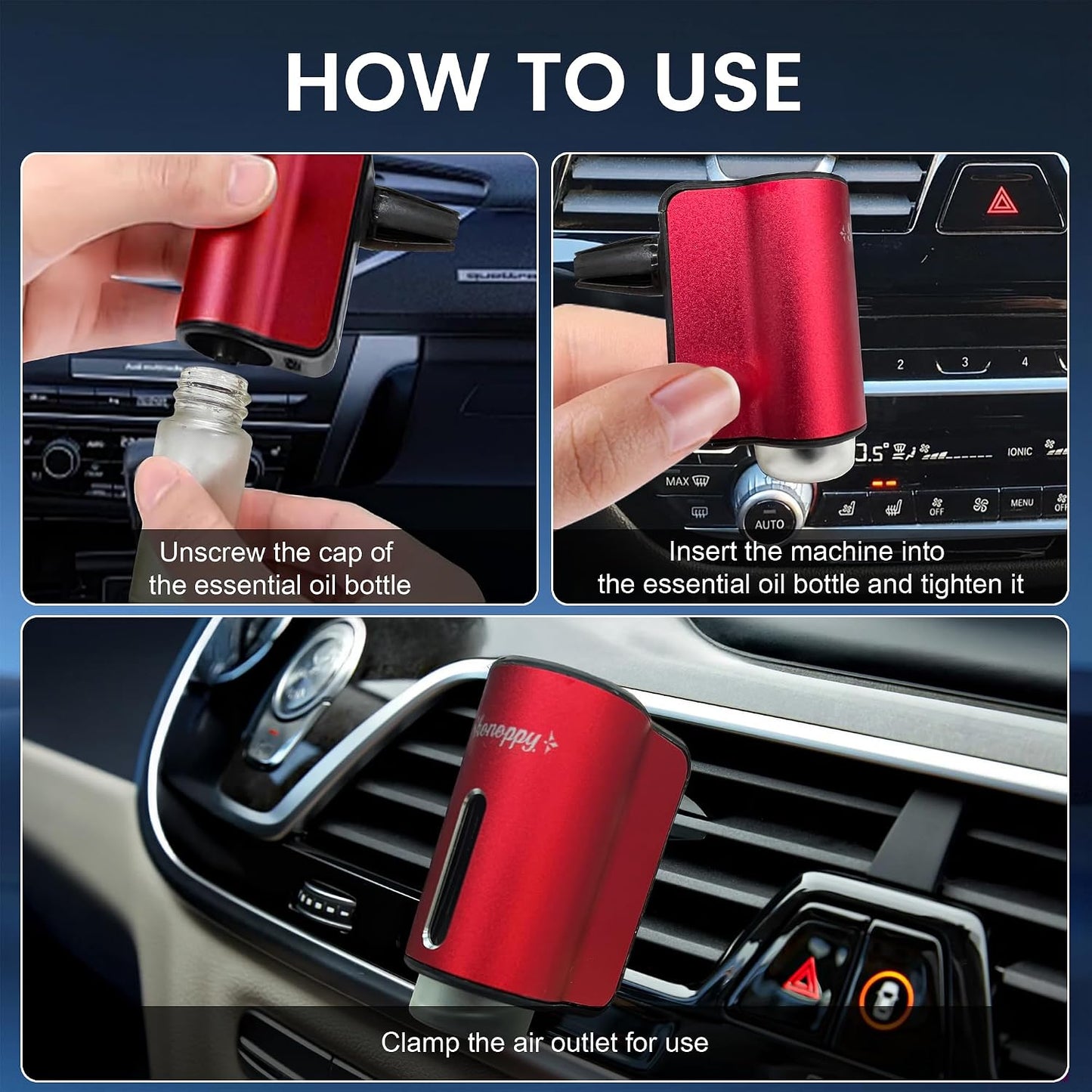 Car Air Freshener Diffuser,Smart Car Aroma Diffuser Air Freshener Spray Automatic with 10PCS Cologne Aromatherapy Oil (red)