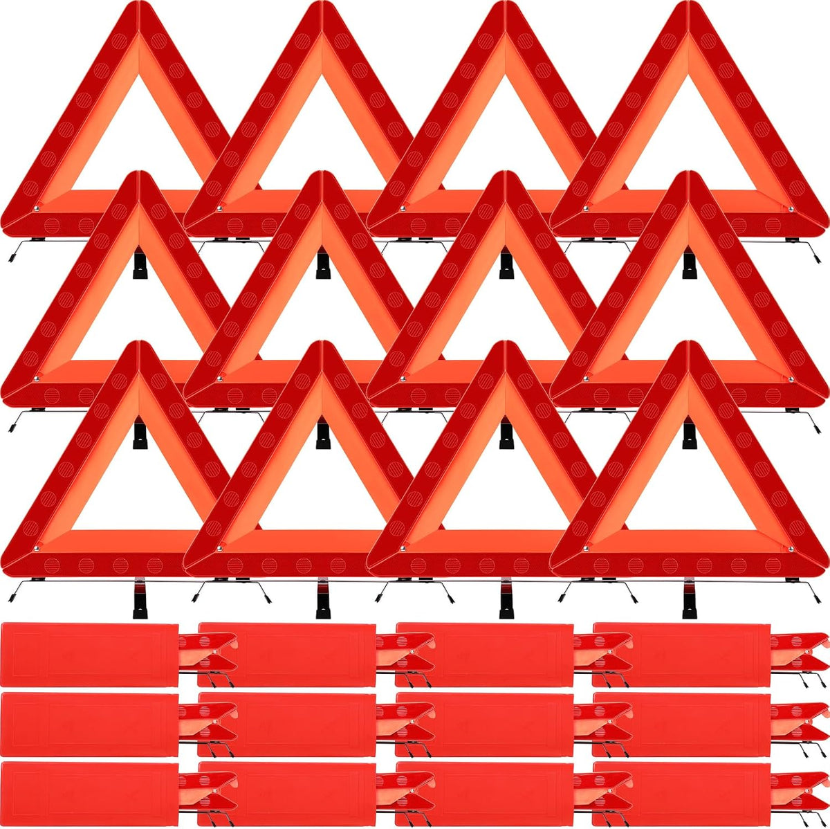 Kanayu 12 Pack Emergency Warning Triangles for Vehicles with Storage Cases