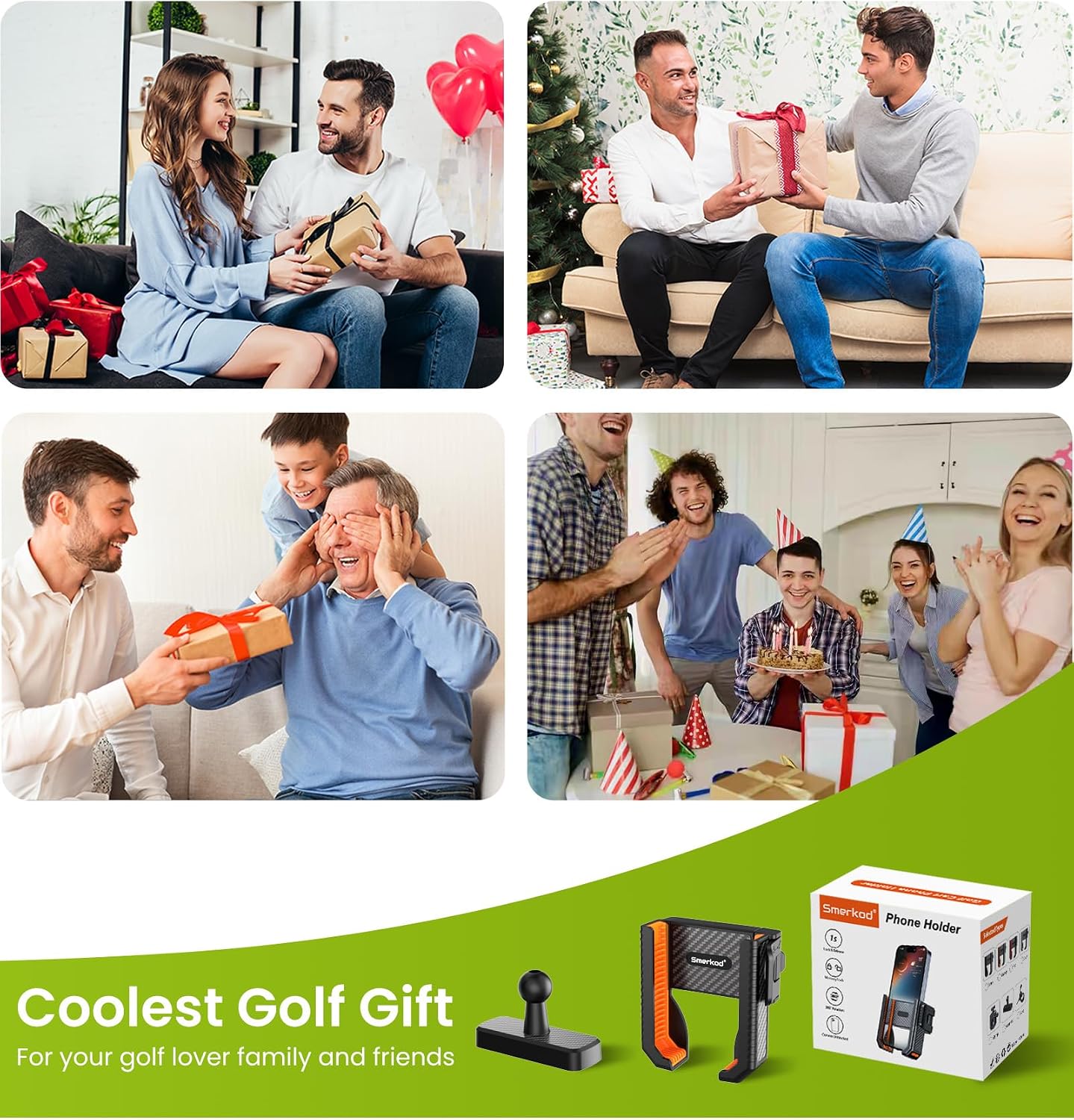 Magnetic Golf Cart Phone Holder,8 N56 Strong Magnet,1s Lock/Release | Golf Gifts for Men Dad Father Husband Him Golfer, Golf Accessories Essentials Gadgets Phone Mount Fits Club Car, EZGO, Yamaha