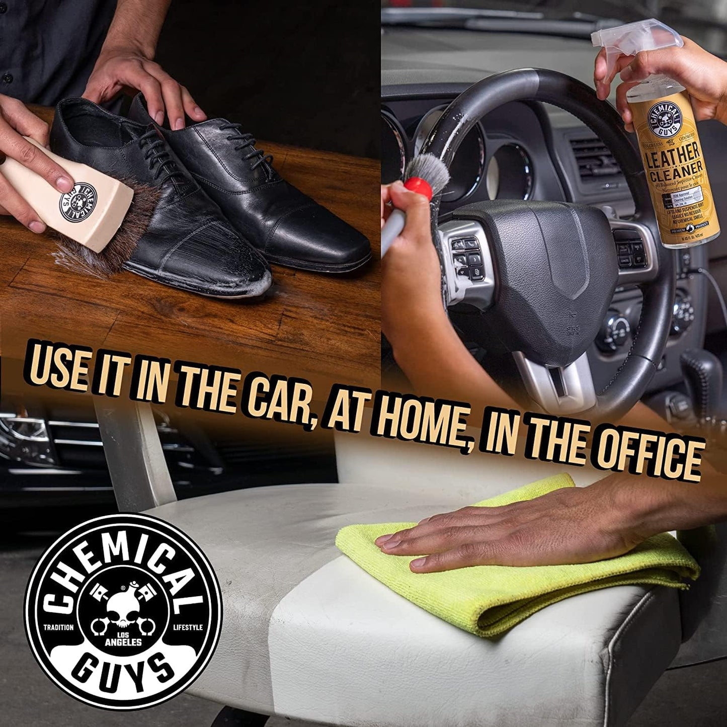 Chemical Guys Leather and Microfiber Car Detailing Kit with Cleaner, Conditioner and Towels (9+12=21 Pieces)