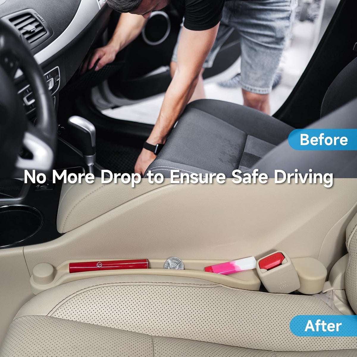 Givifive Car Seat Gap Filler Organizer 2Pack Soft Foam 3IN1 Multifunctional