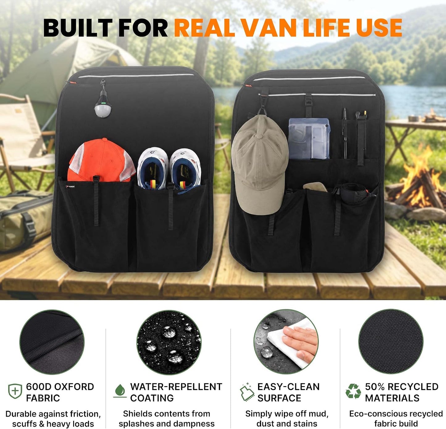 MELIPRON Rear Door MIDDLE Storage Panels Fit for Ford Transit High/Mid Roof | 150 250 350 2015-2026 Models, Pair of Modular Bags, Extra Storage Capacity, Space-Saving Design, Ideal for Van Organization