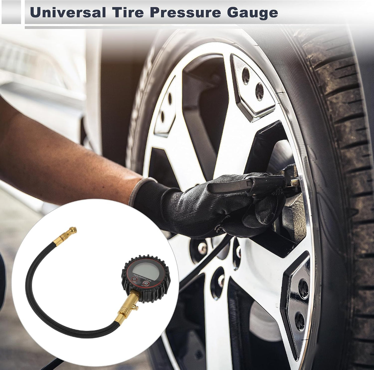 1 Pcs Universal Tire Pressure Gauge 200PSI 2.76" Digital Pressure Gauge without Battery Tyre Air PSI Meter for Motorcycle SUV Truck
