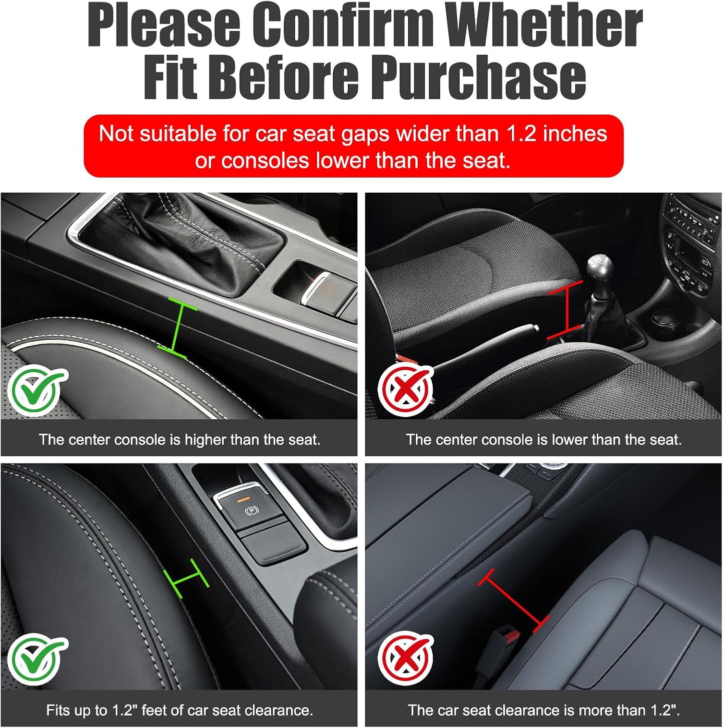 Car Seat Gap Filler Organizer, Universal Premium Leather Car Gap Filler with Card Slots for Front Seat Between Car Seat and Console Hold Phone, Sunglasses, Keys, fit for Car Suv Truck - 1 Pack, Black