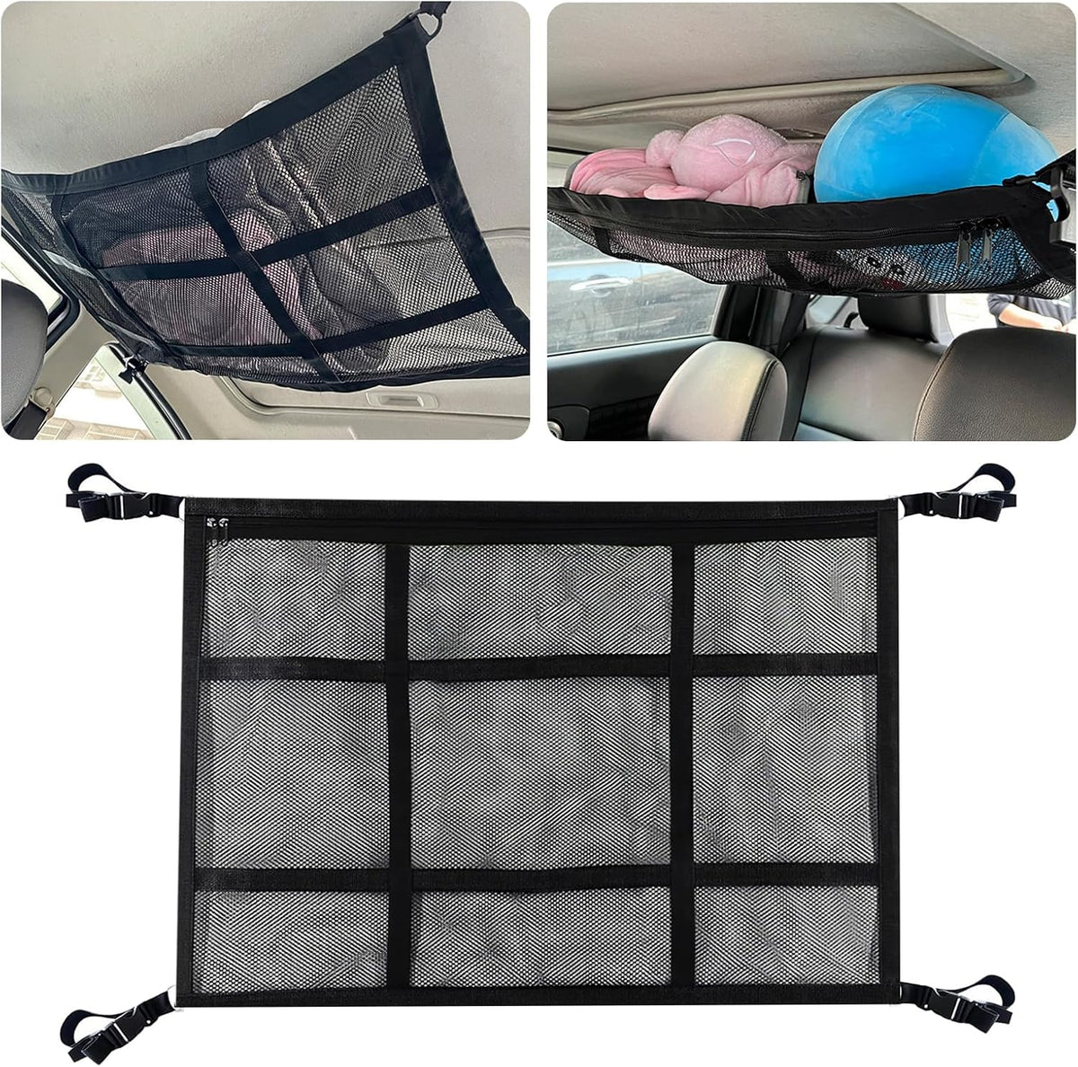 Car Ceiling Cargo Net Double Layer Mesh Organizer