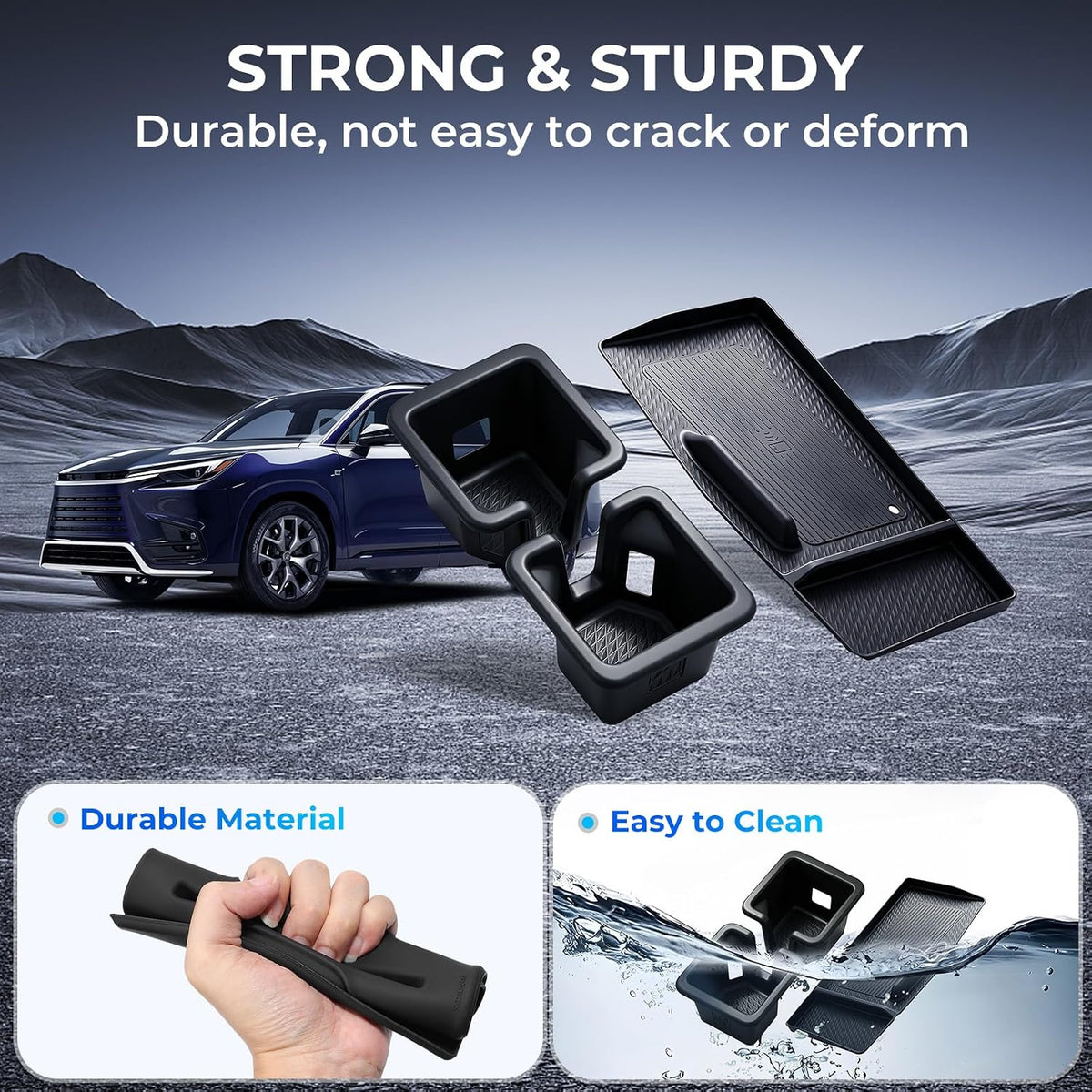Cup Holder Insert & Wireless Charging Protective Mats for Lexus TX TX350/TX500h/TX550h+ 2026 2025 2024, Center Console Interior Accessories for 2024-2026 TX 350/500h/550h+, Black