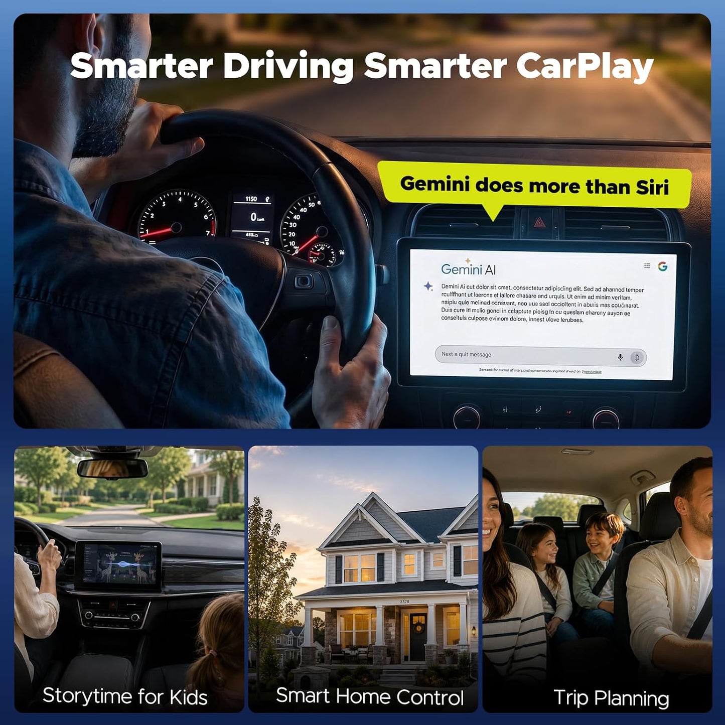 LAMTTO Wireless CarPlay Adapter with Gemini AI, 4GB+32GB Magic Box with Full Google Play Access—Download Streaming Apps, Games, Support Android Auto, OTA, HDMI, Airplay, USB Drive Media Playback