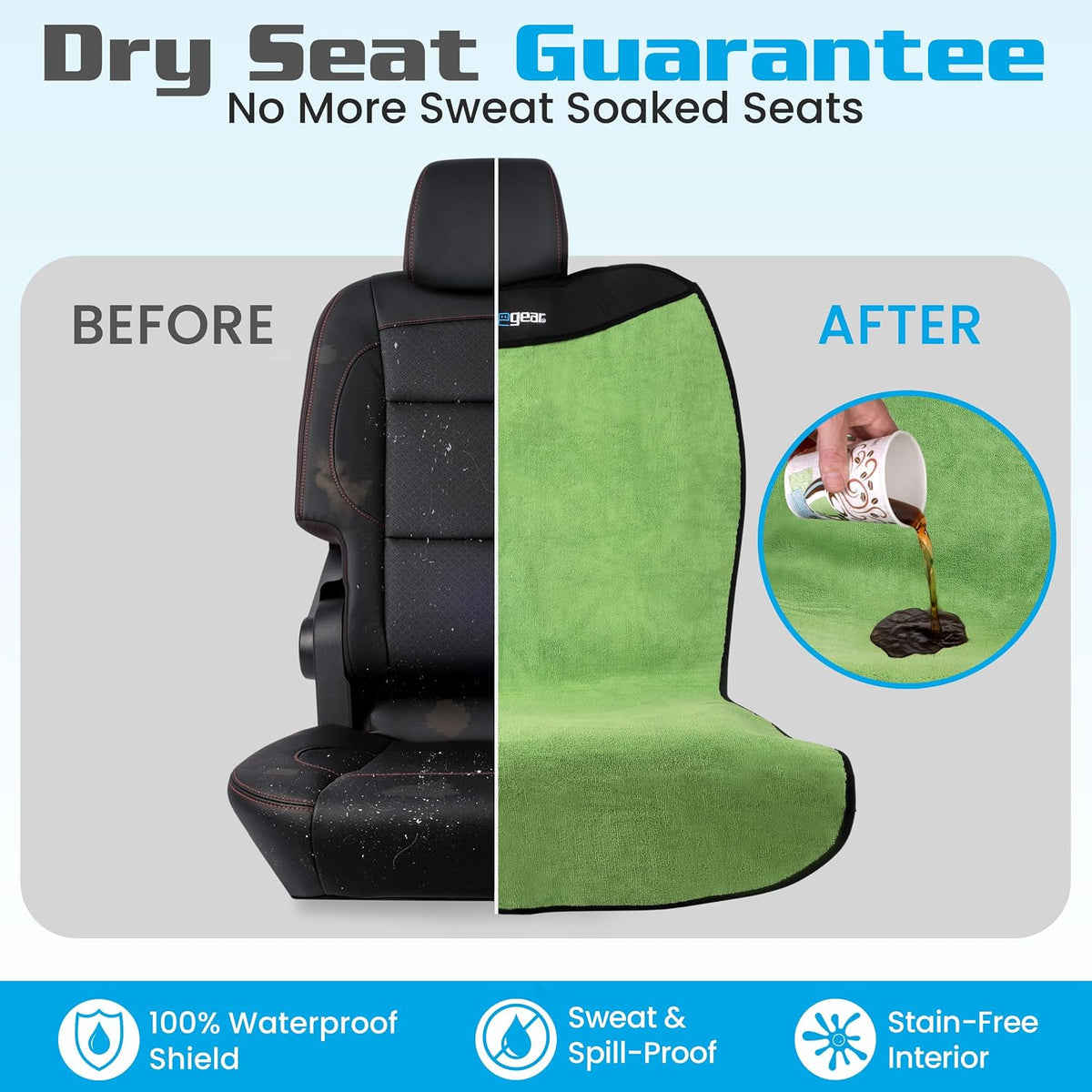 HAPPEGEAR Happeseat Waterproof Car Seat Cover & Protector, Green