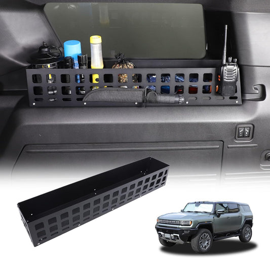 Aluminum Rear Trunk Organizer Compatible with 2024 2025 2026 Hummer EV Accessories Trunk Storage Cargo Management System Rack Modular Storage Box Basket (Right Side-Black)