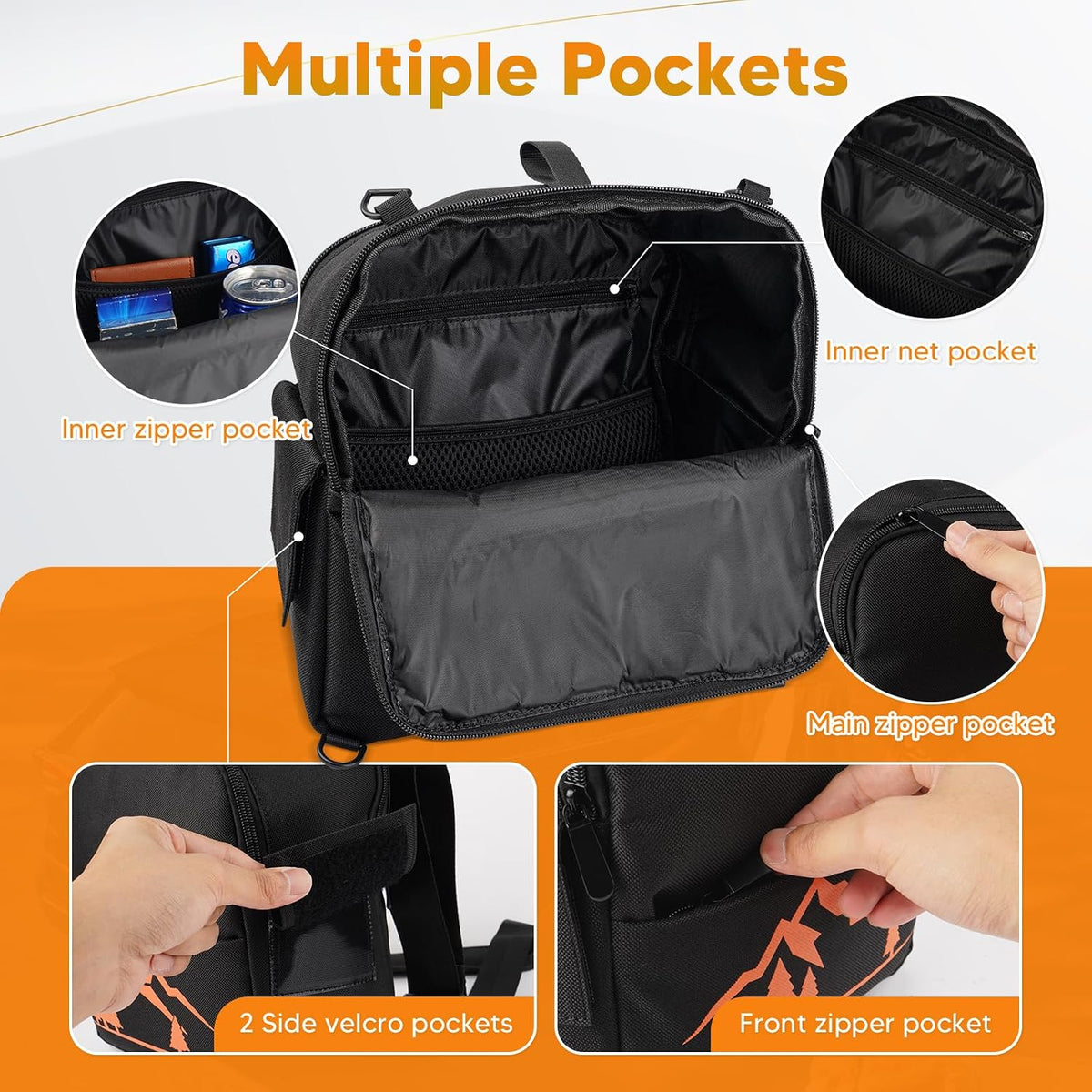 Powerty Trunk Organizer for Toyota RAV4 2019-2025, RAV4 Cargo Organizer, Cargo Storage Bag for 2019-2025 Toyota RAV4 Accessories Orange