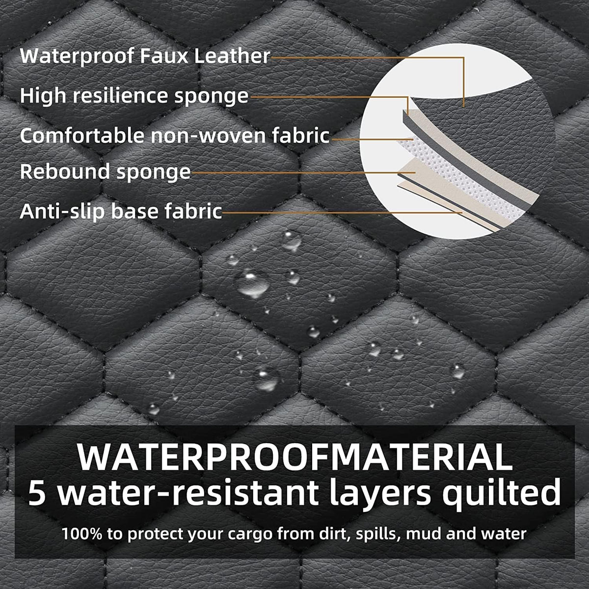 Elantrip Leather Car Seat Covers Front 2PC Waterproof Universal Fit Black