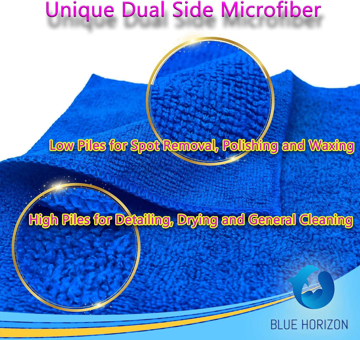 Microfiber Cleaning Towels, Pack of 24, Ultra Soft Plush Washcloth, All Purpose Premium Microfiber Detailing Cleaning Cloths Reusable Shop Towels (16" x 16", Royal Blue)
