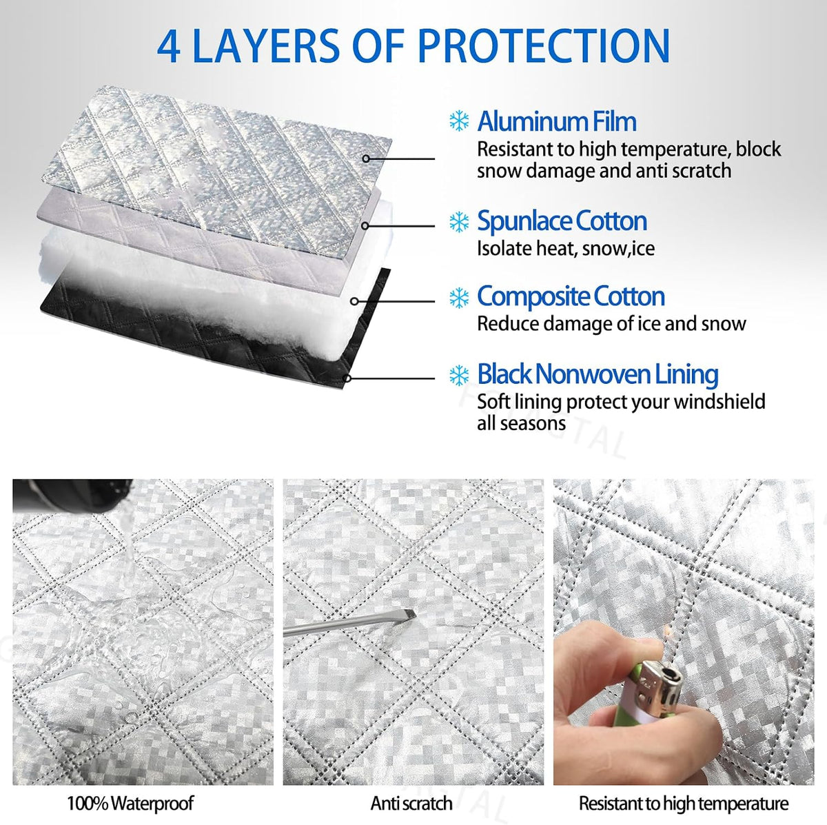 Windshield Snow Cover Fit for Ford Ranger Maverick 2022-2026, Front Windshield Cover for Ice and Snow, Auto Extra Thick Windshield Ice Cover Protects Windshield from Rain, Sun, Frost (Silver)