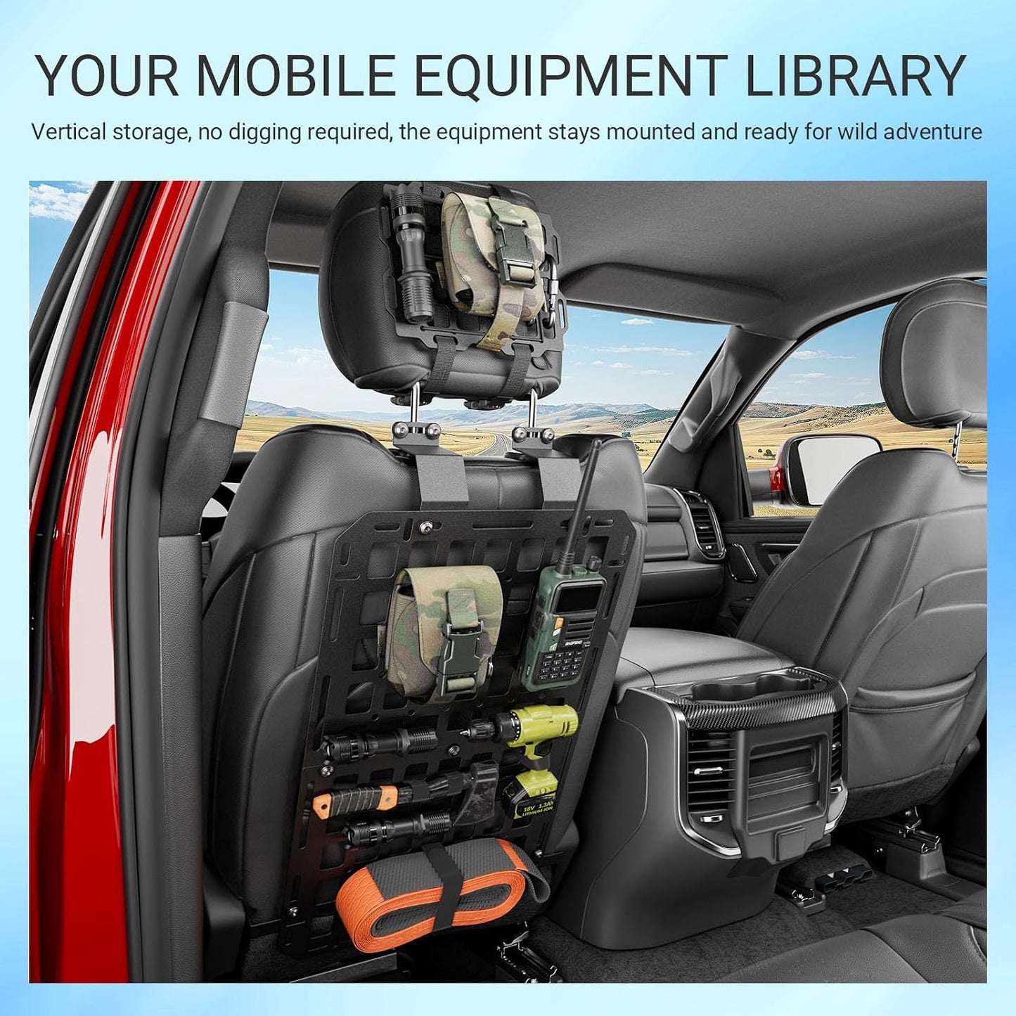 SZYANG Seatback Molle Panel Compatible with 2019-2026 Dodge Ram 1500 Headrest Organizer Molle Panel for 1 Seat Tactical Seat Back Organizers Replacement for 2019-2026 Dodge Ram 1500 Accessories