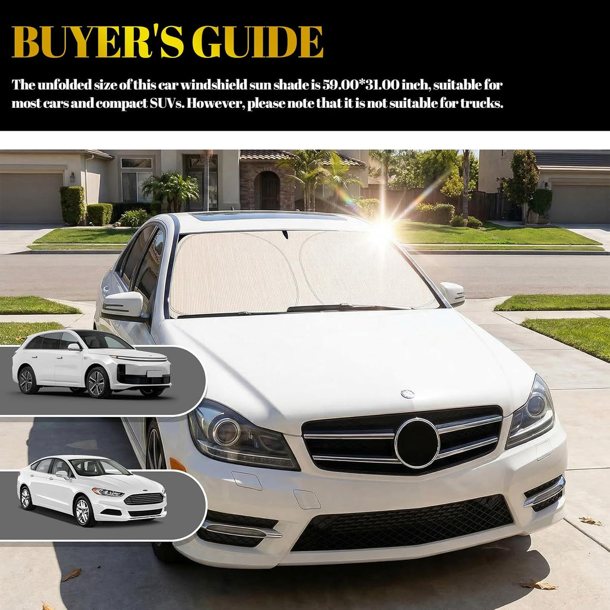 59×31 Inch Foldable Car Windshield Sun Shade,Thickened Car Sun Shade Windshield for Blocking Sunlight & Heat,Cars Windshields Cover Suns Shades with Storage Bag for Cars,SUVs