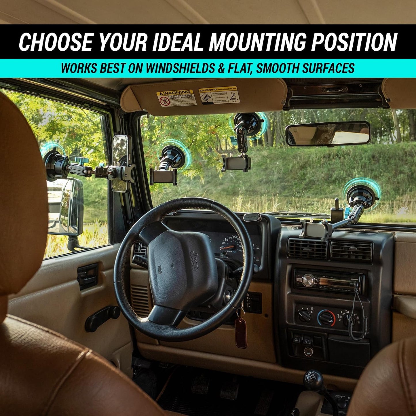 CARMOUNT TitanX100 – Suction Cup Phone Mount for Car & Truck – Heavy Duty Metal Phone Holder, Windshield Phone Mount for iPhone, Android, GPS & All Devices