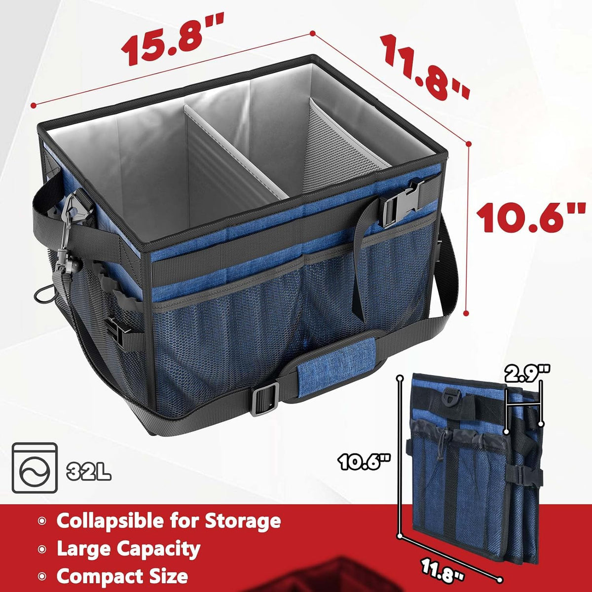 FANGSUN Large Grill and Picnic Caddy with Paper Towel Holder, BBQ Organizer for Utensils, Plates, Condiments, Collapsible & Easy-Carry Griddle Caddy, Must-Haves for Outdoor, Camper, Travel, Car, RV