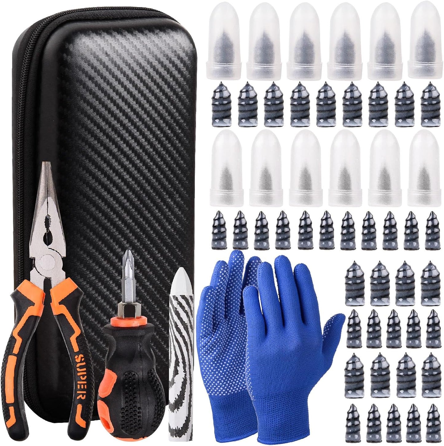 100PCS tire Screw Plug Repair kit – No Tire Removal Needed, tire sidewall Repair kit, Patch Plug Tools & Portable Storage Bag – Quick Flat Tire Fix for Car, Truck, Motorcycle & SUV