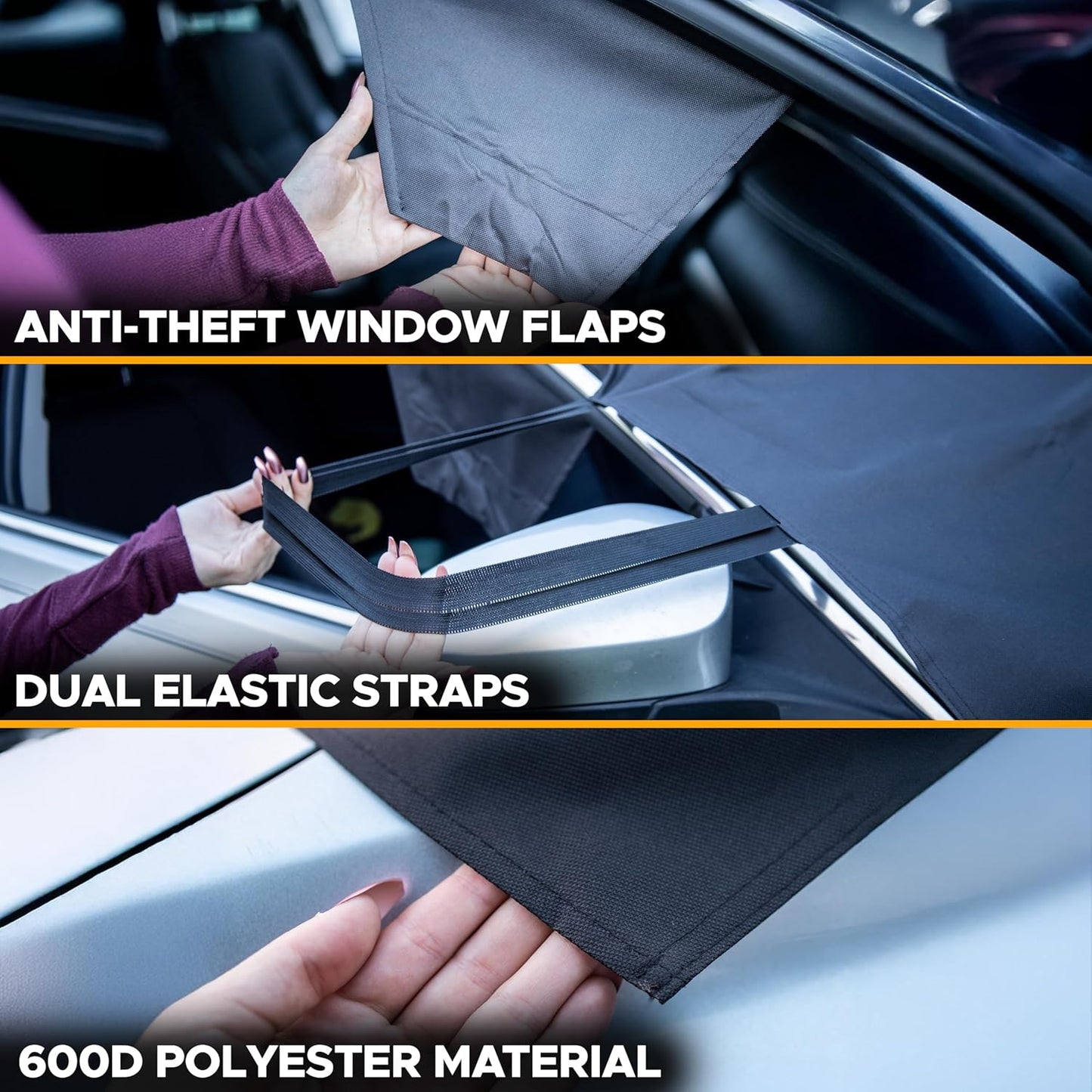 EcoNour Windshield Cover for Ice and Snow - Universal Fit for Car, SUV, Truck, Heavy Duty 600D Oxford Fabric Frost Protector for Ice & Sleet, Includes Anti-Theft Straps, Medium (69"x42")