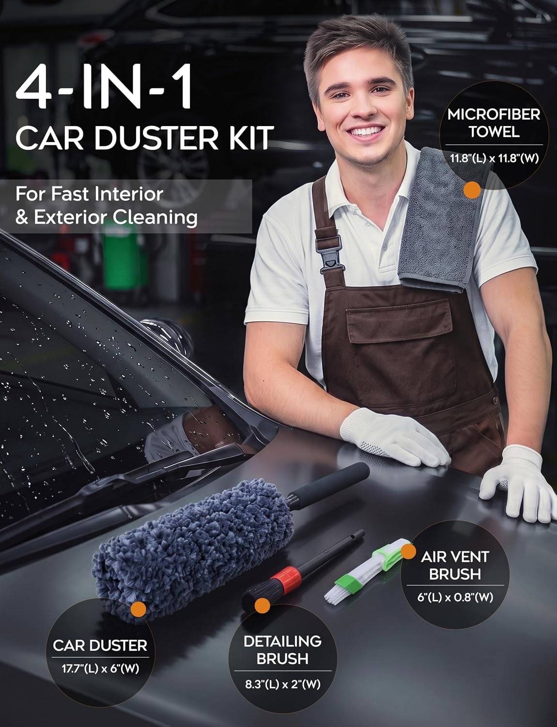 TAKAVU Car Duster Kit, Ultra Soft Microfiber, Lint & Scratch Free