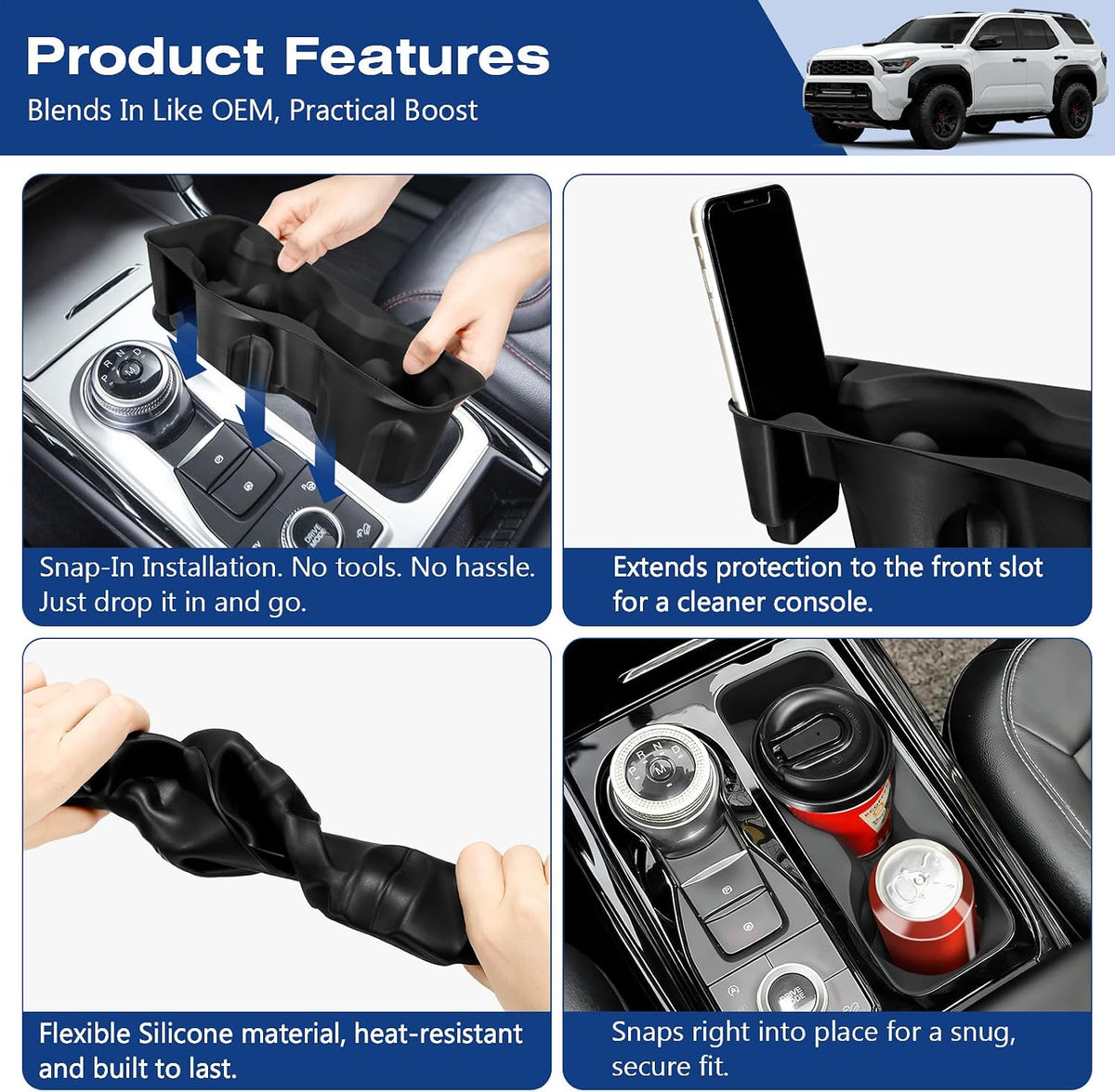 Center Console Cup Holder Insert for Ford Explorer 2020-2024 Accessories