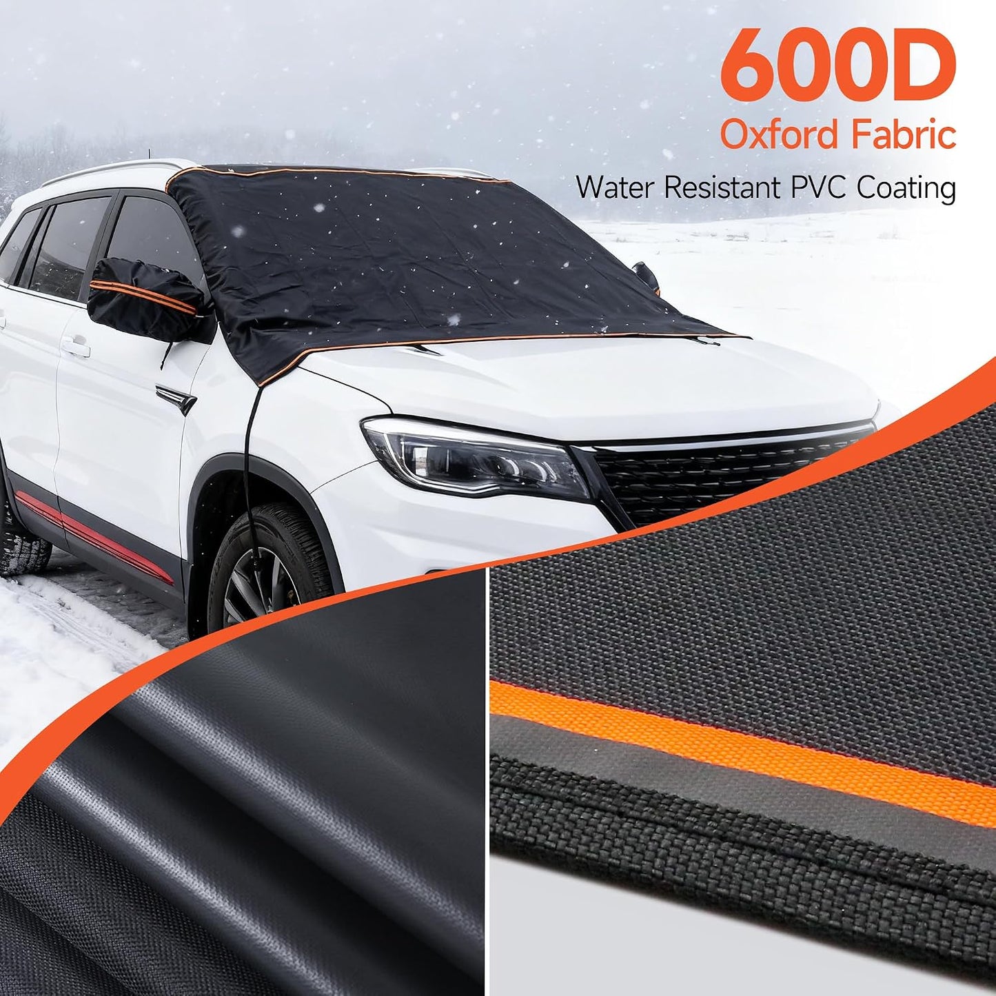 Winter Windshield Covers for Ice and Snow Windshield Frost Cover for Car Heavy Duty Windshield Hail Protector 600D Car Frost and Ice Removal for Truck SUV