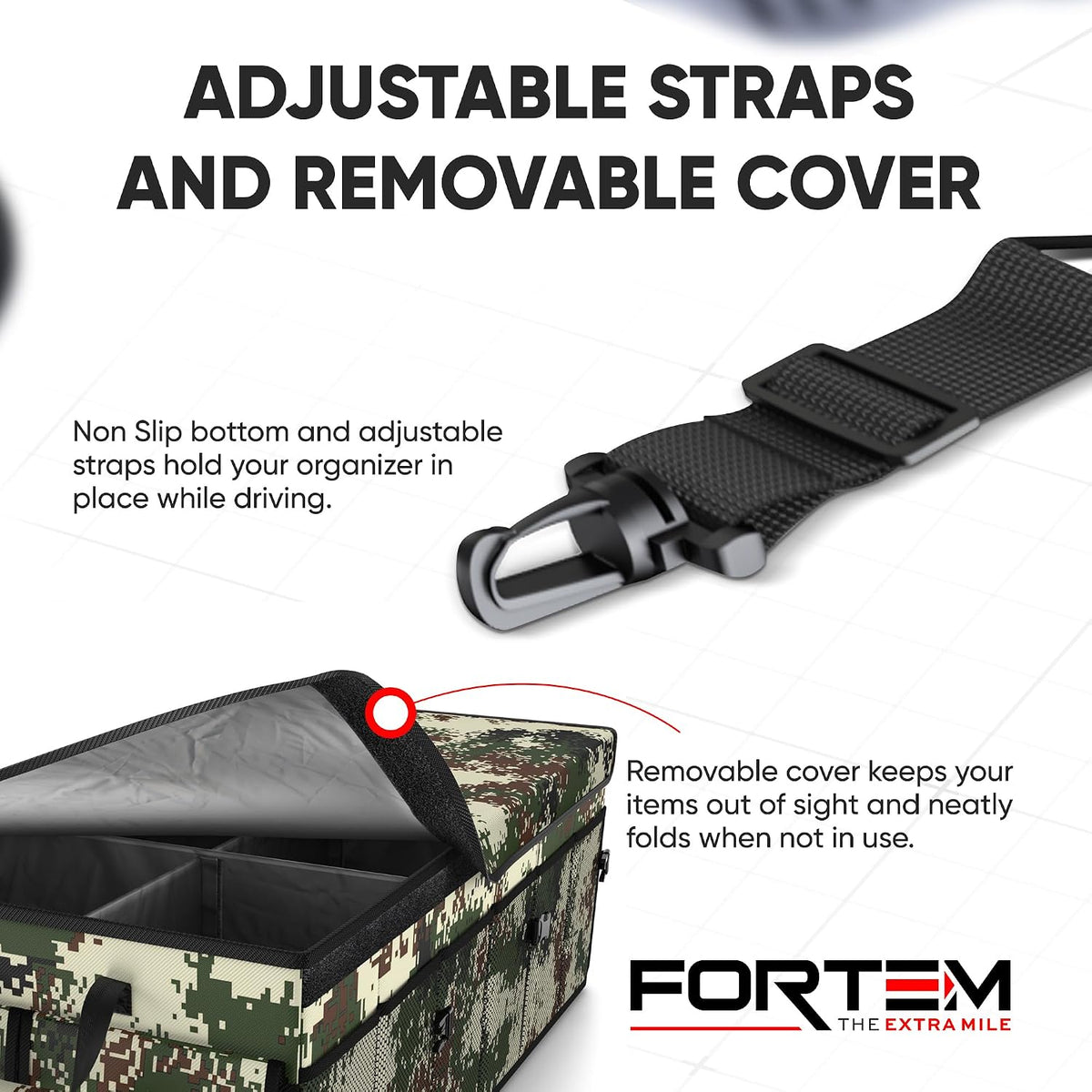 FORTEM Trunk Organizer - Foldable Car Organizer & Storage for SUVs & Trucks