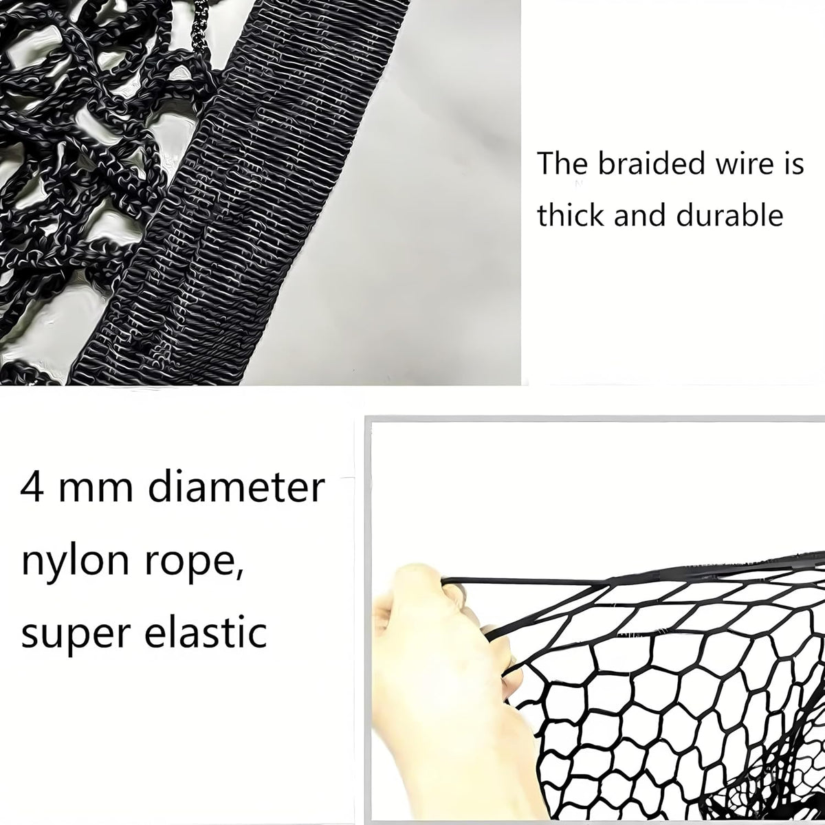 Trunk Cargo Net Compatible with 2020-2025 Cadillac XT6, Black Nylon, Hook Fastener