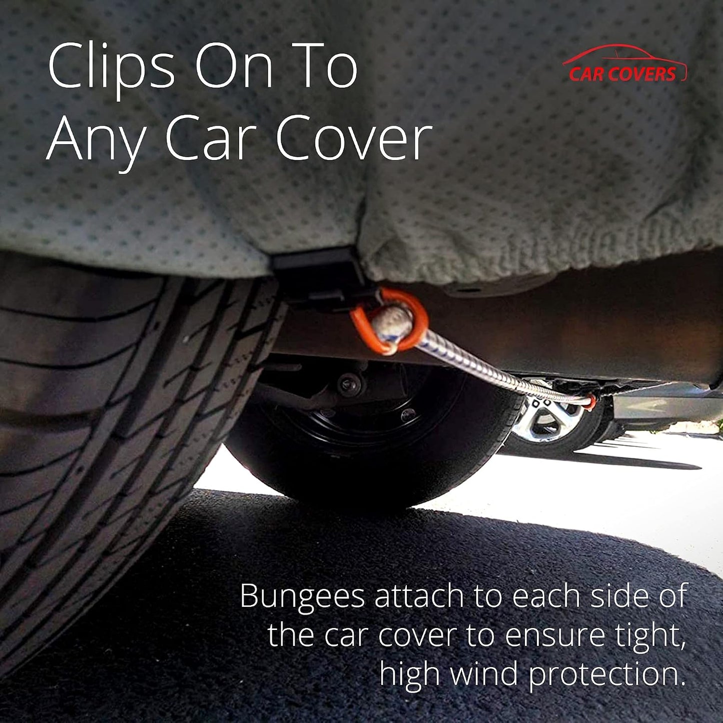 AllGuard Gust Strap Wind Protector Kit – Heavy-Duty Car Cover Straps with Bungee Cords and Hooks & Strong Locking Clips, Universal Fit for Most Cars, SUVs, Trucks, Keeps Covers Secure in High Winds