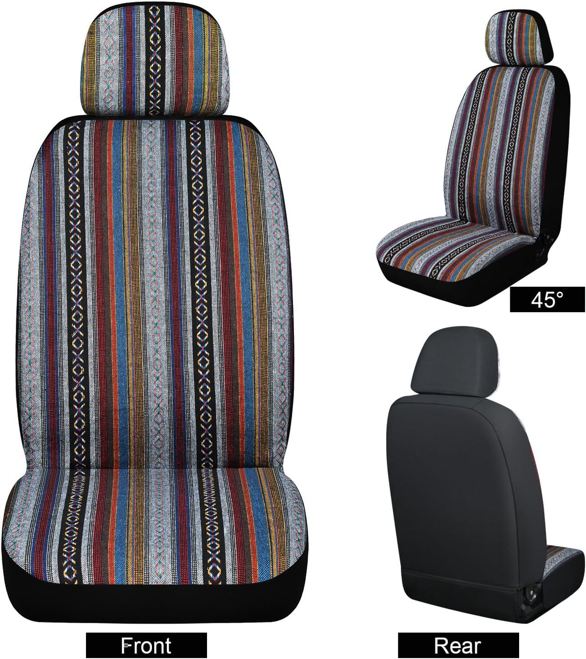 Baja Saddle Blanket Front Car Seat Covers Boho Striped Woven Covers