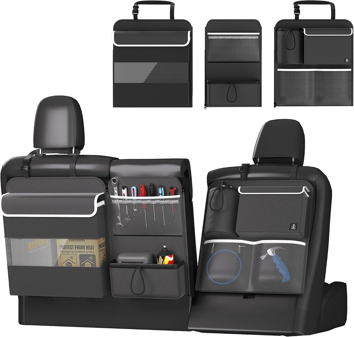 Back Seat Trunk Organizer Hanging Car Organizer Trunk Foldable Cargo Storage with 7 Large Pockets