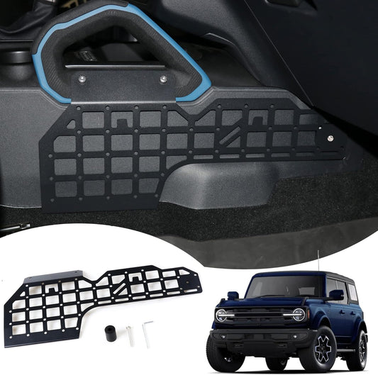 Molle Panel for 2021 2022 2023 2024 2025 Ford Bronco 2/4 Door Interior Accessories Center Console Storage Passenger Side Grid Plate Organizer Gear Shifter Right Side Hanging Steel Rack, Black